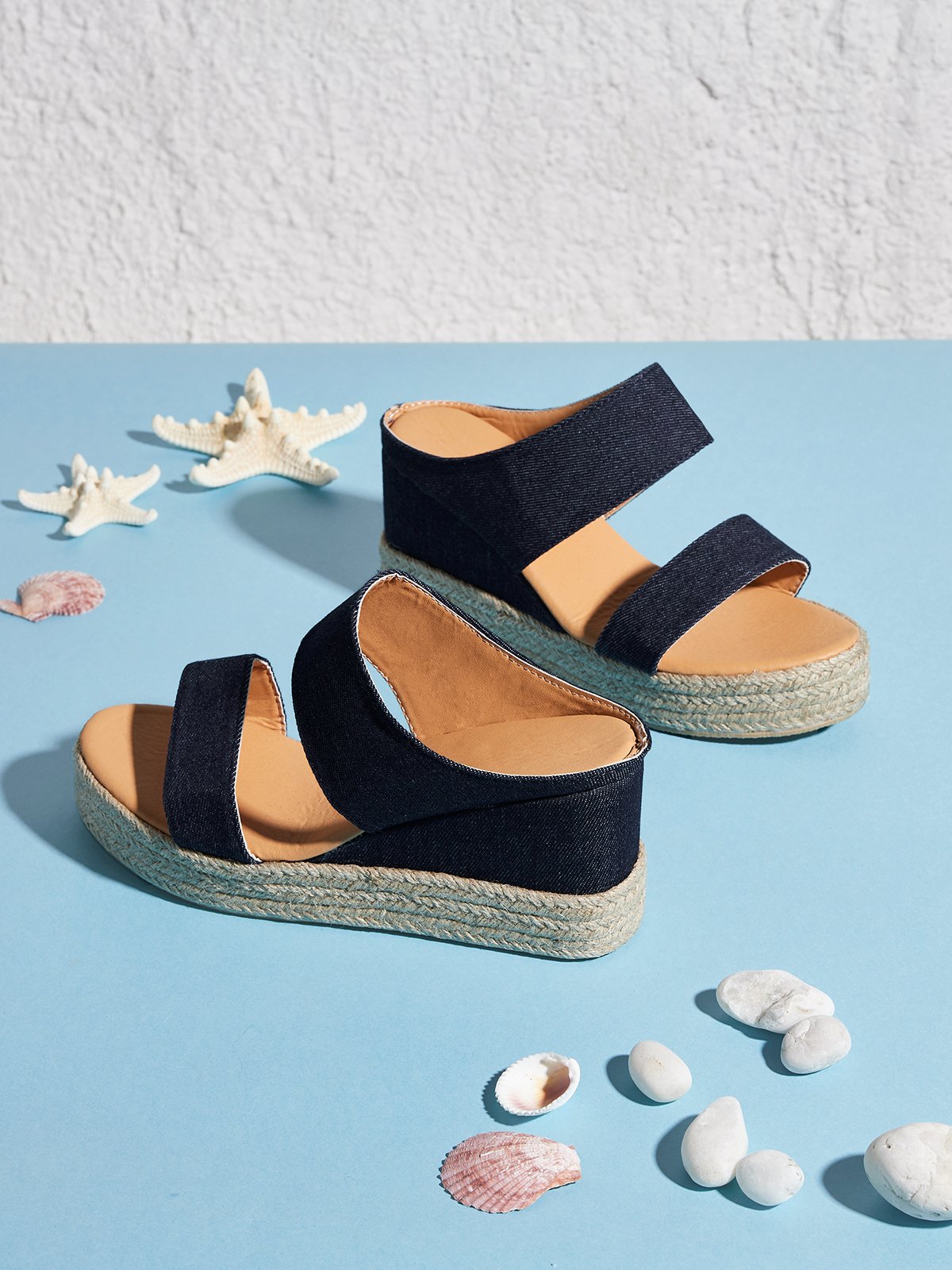 Sandales Plain Été Vacances Vacances Talon Haut de Grande Taille Sandales Espadrilles à Enfiler Antidérapant pour Femmes