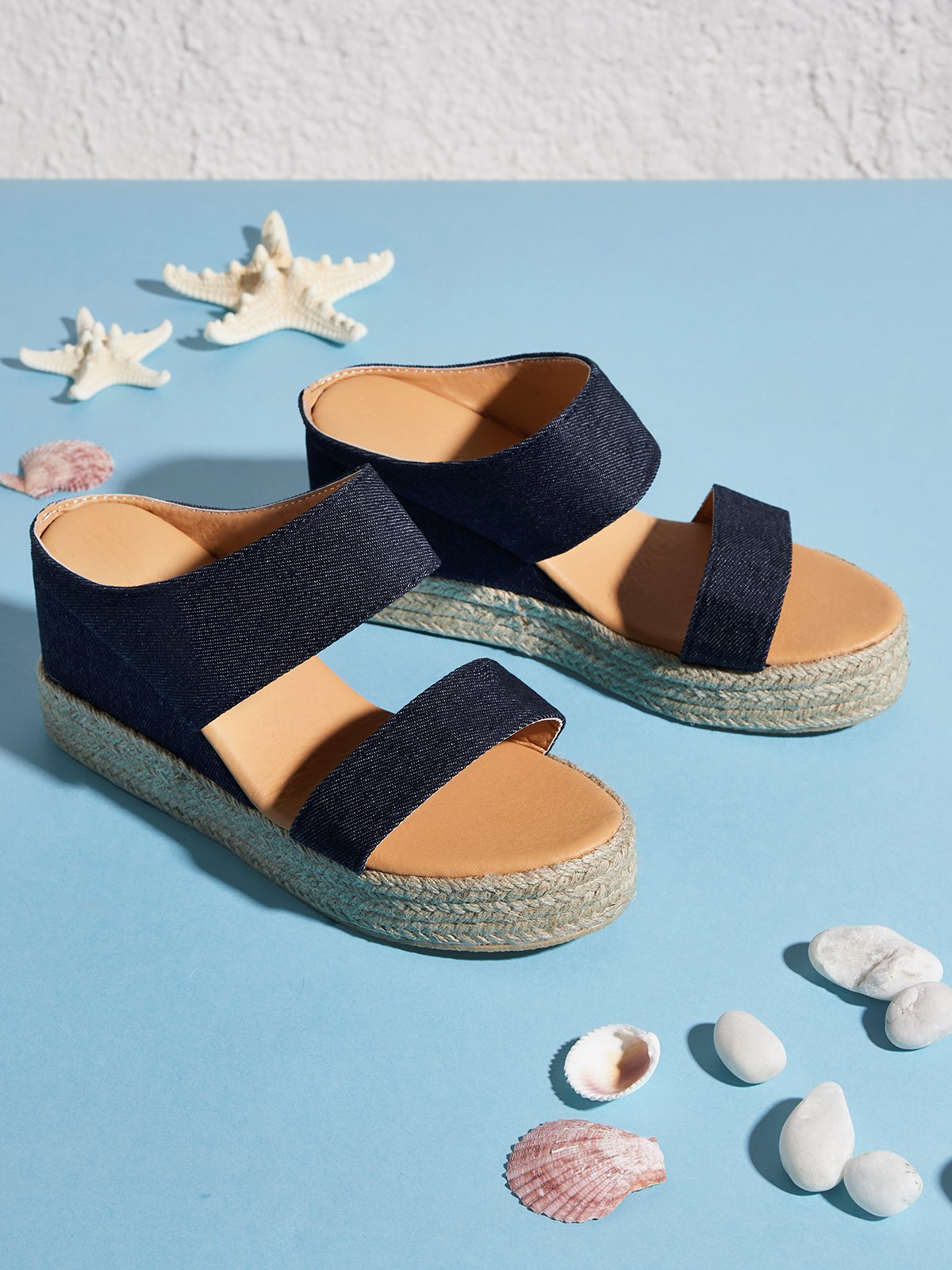 Sandales Plain Été Vacances Vacances Talon Haut de Grande Taille Sandales Espadrilles à Enfiler Antidérapant pour Femmes