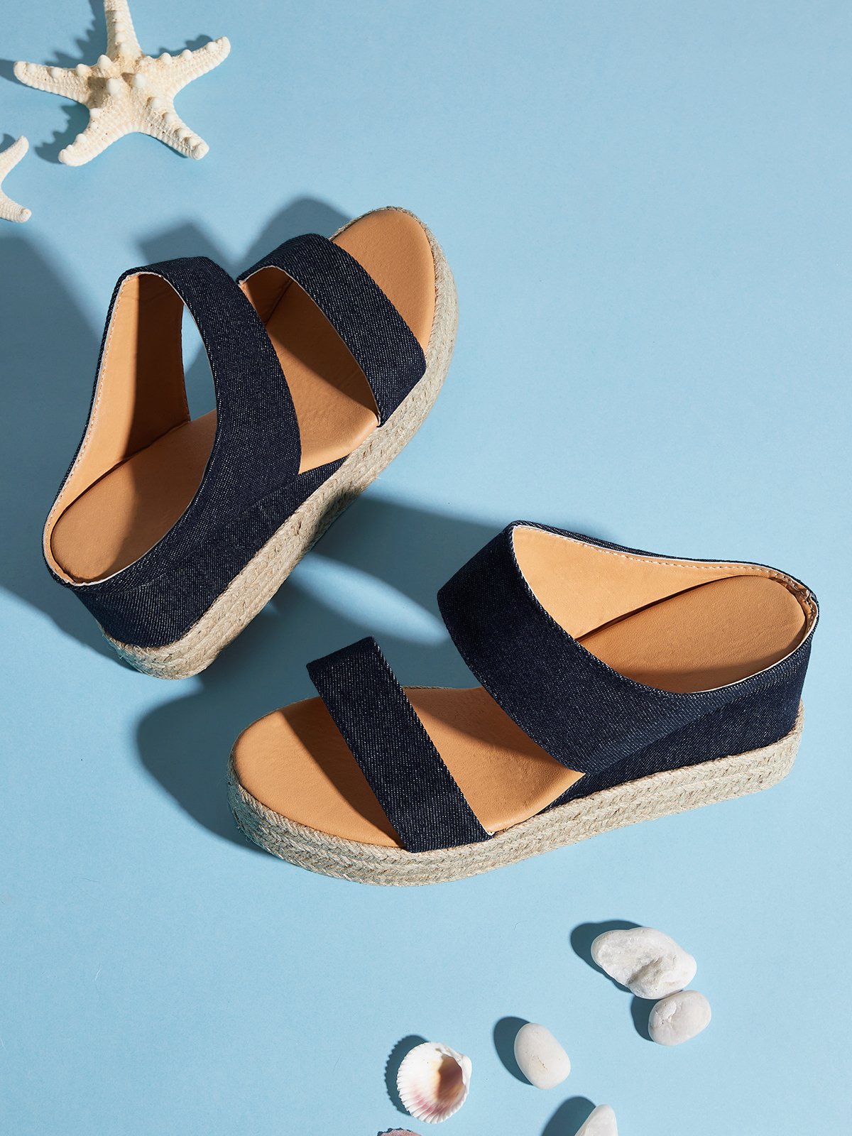 Sandales Plain Été Vacances Vacances Talon Haut de Grande Taille Sandales Espadrilles à Enfiler Antidérapant pour Femmes