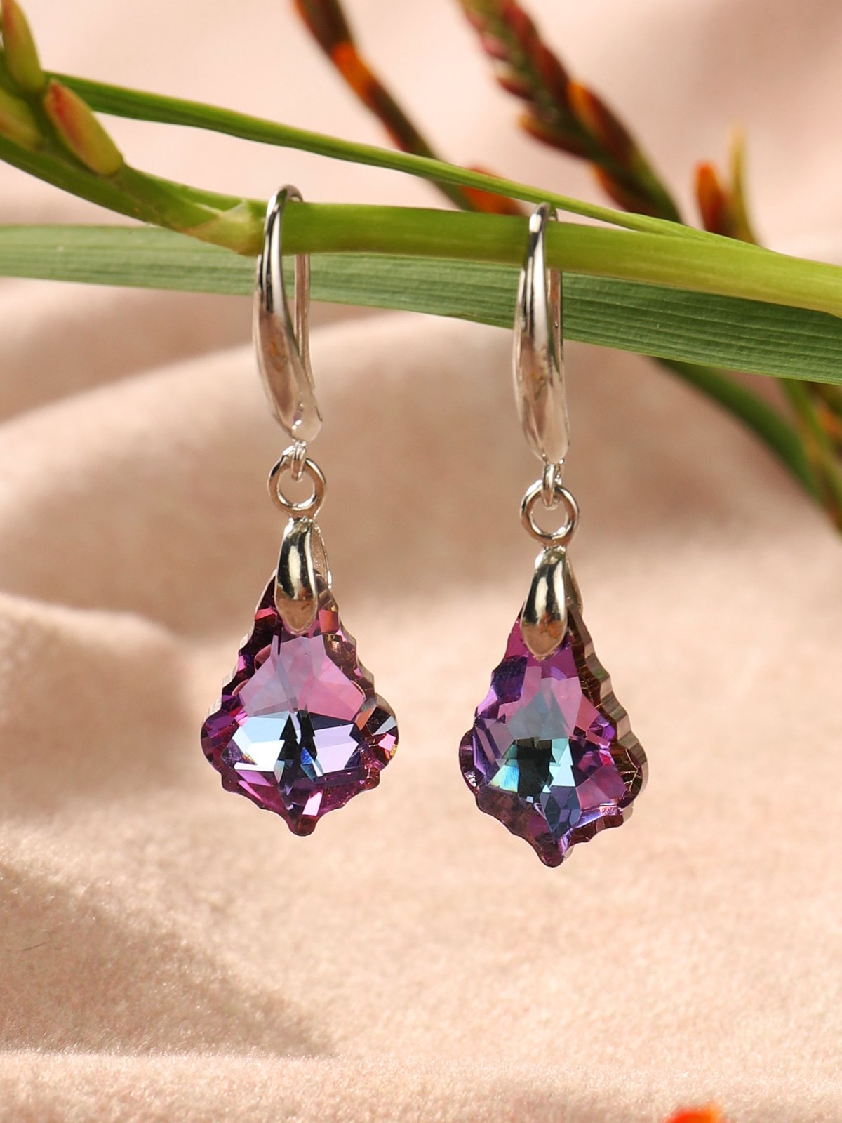 Boucles d'oreilles Femme Décontracté Ombre Toutes Les Saisons Cristal Faire la navette Métal Cristal Meilleure vente Pendre