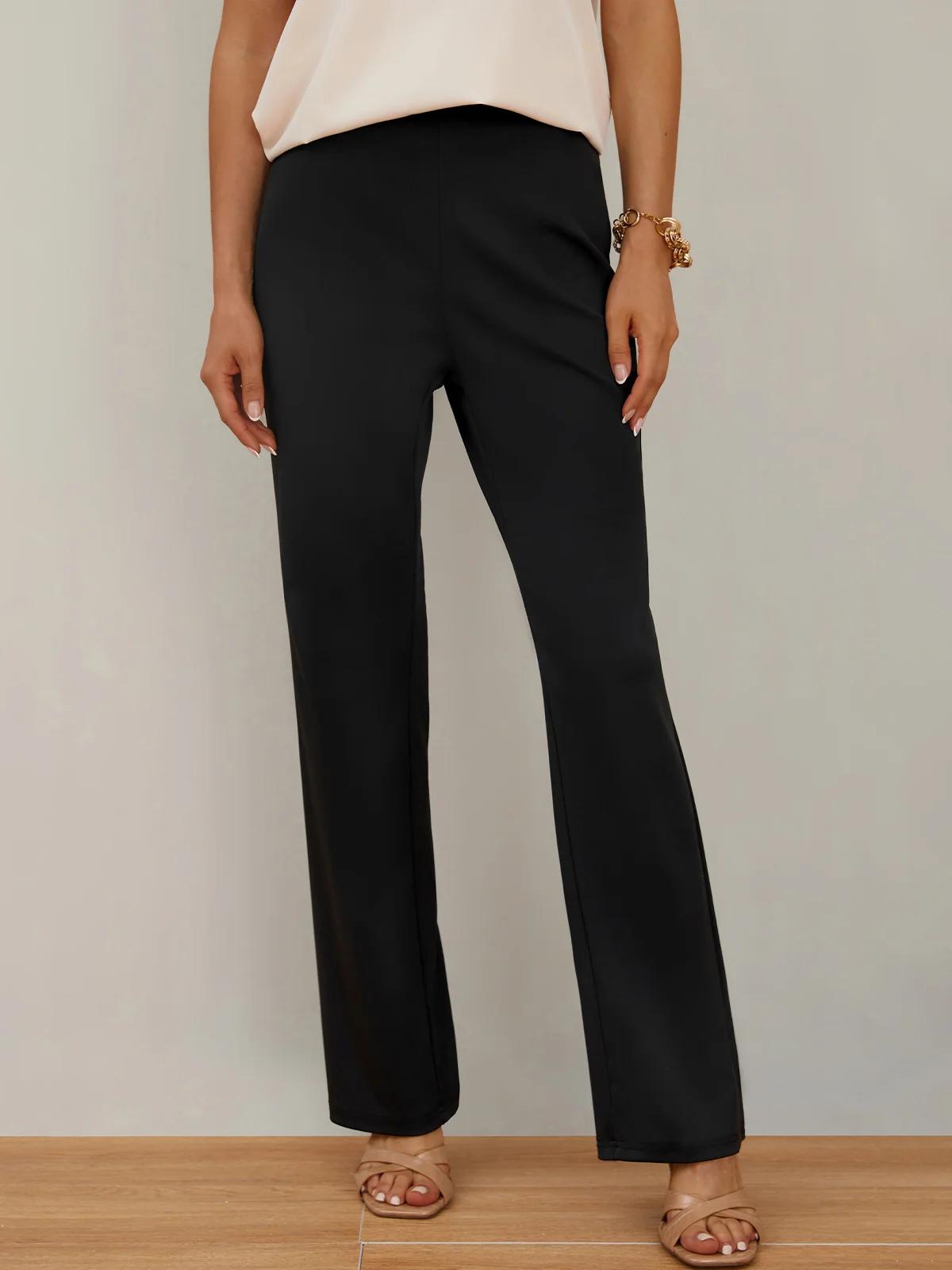 Mode Pantalons Femmes Décontracté Plain Toutes Les Saisons Zip Faire la navette Pantalon droit Long Droit T.-N.-L.