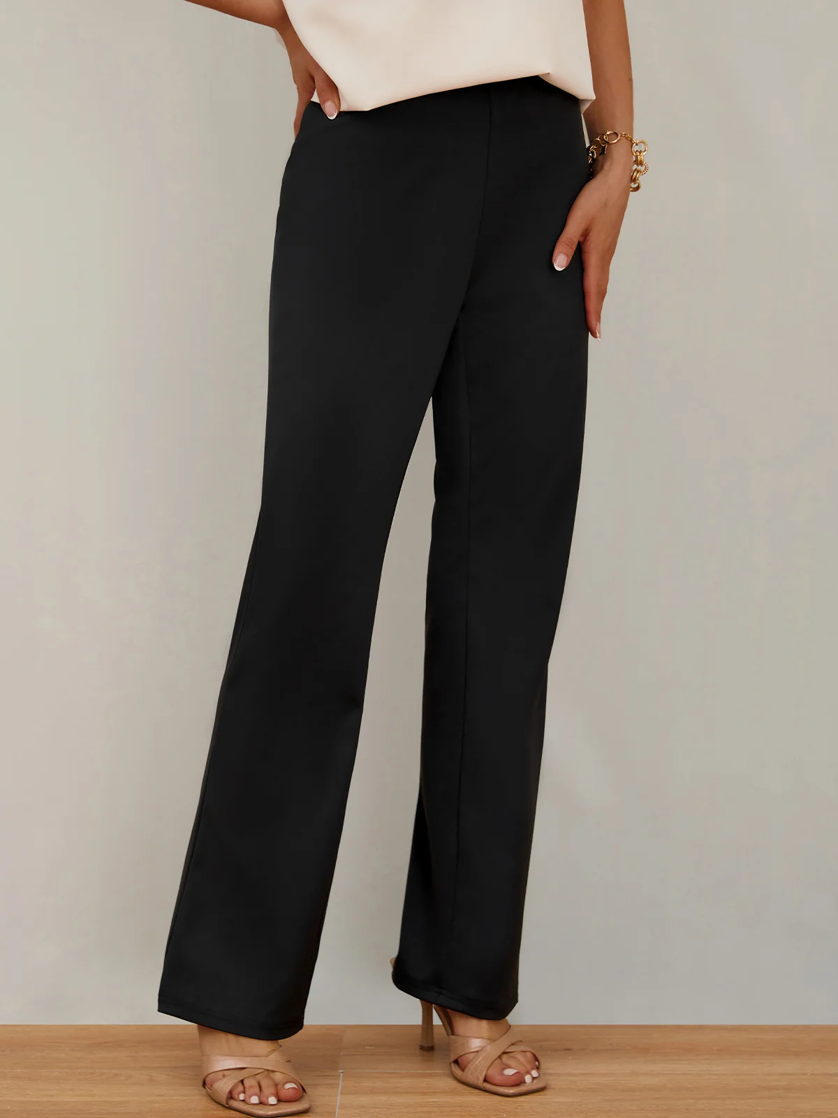 Mode Pantalons Femmes Décontracté Plain Toutes Les Saisons Zip Faire la navette Pantalon droit Long Droit T.-N.-L.