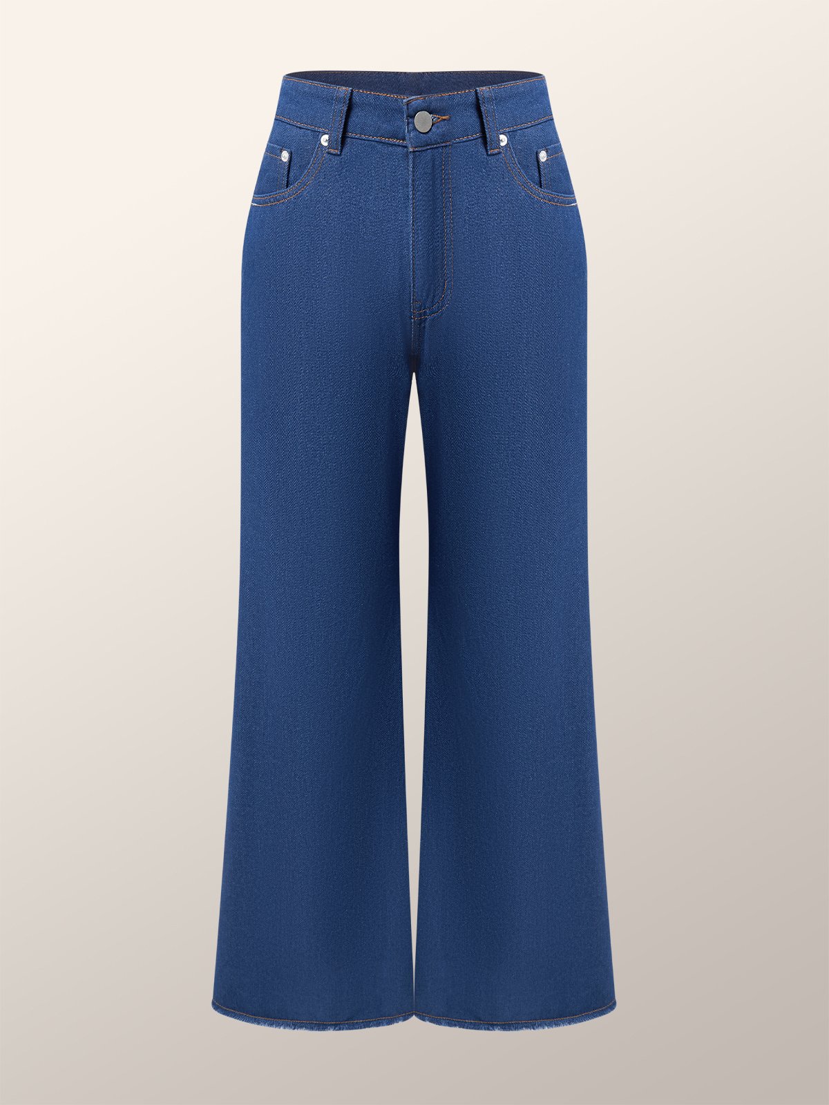 Jeans Plain Toutes Les Saisons Urbain Naturel Aucune élasticité Ample Long Trapèze Régulier pour Femmes