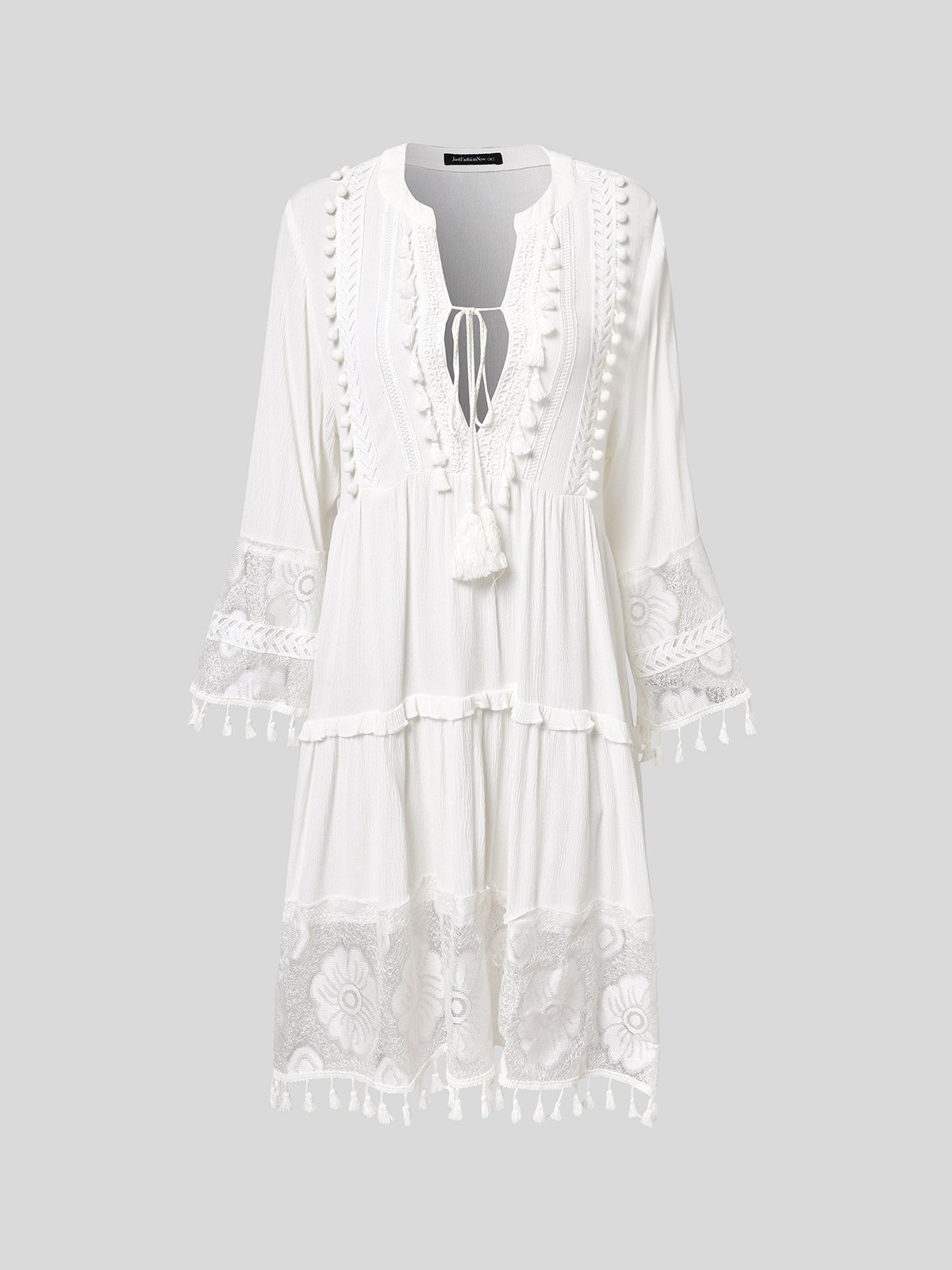 Vetement hippie chic Robe en dentelle Manches 3/4 Boho Robes