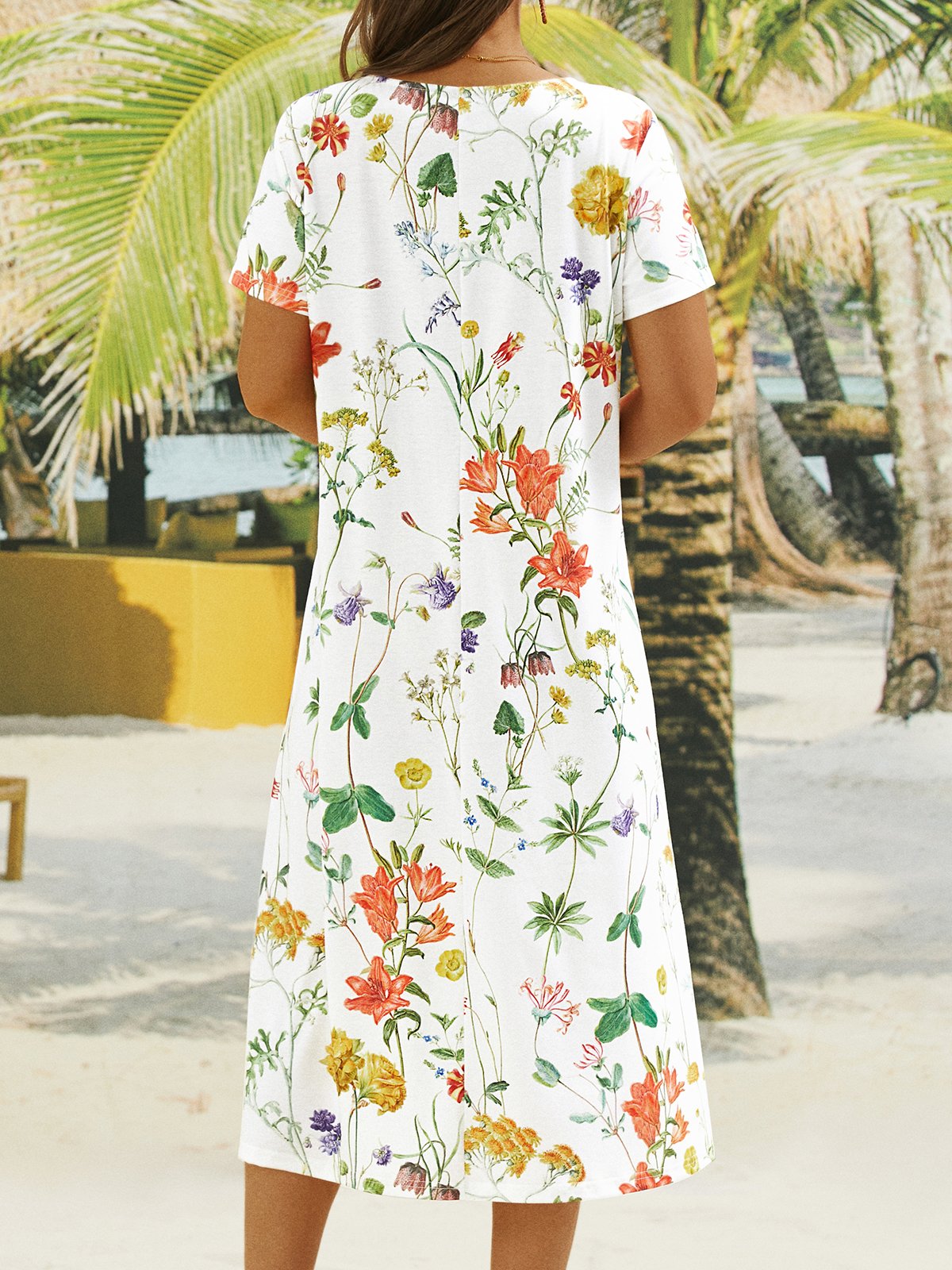 Robes Femmes Décontracté Disty Floral Été Micro-élasticité Quotidien Ample Jersey Droit Régulier