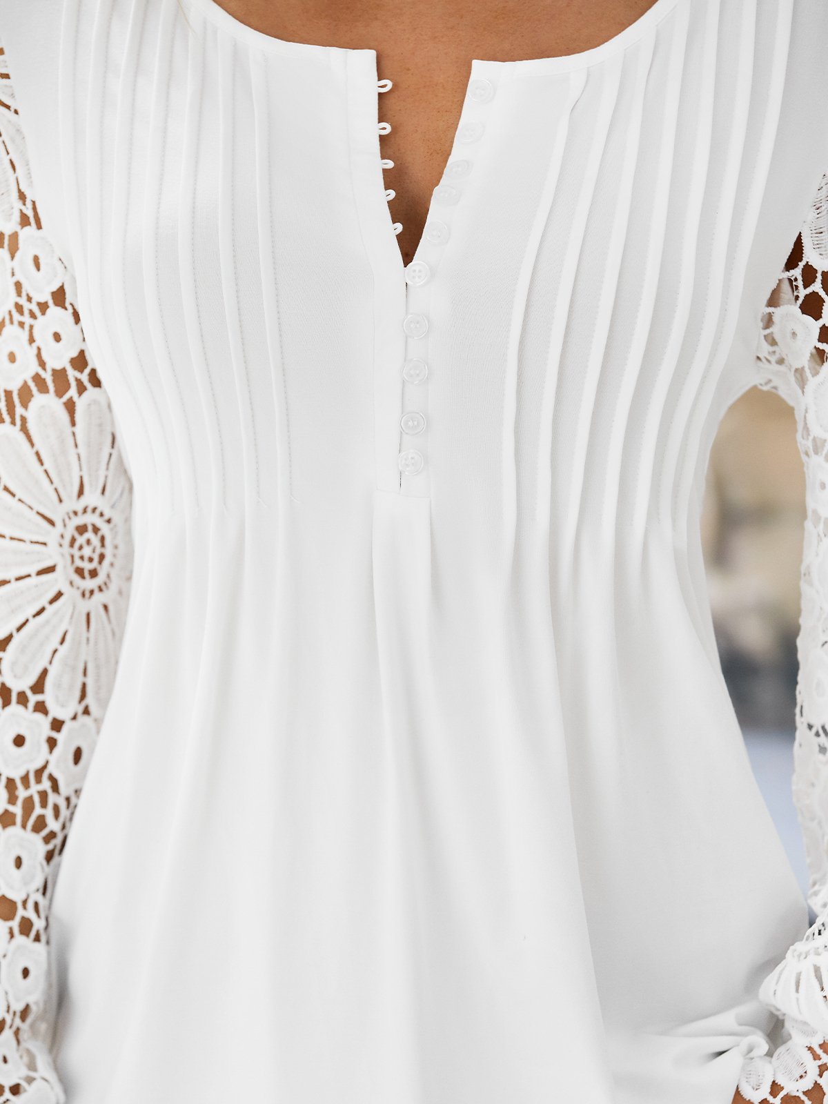 Chemises Femmes Décontracté Plain Printemps / Automne Quotidien Évidé Ample Jersey Entaillé Trapèze