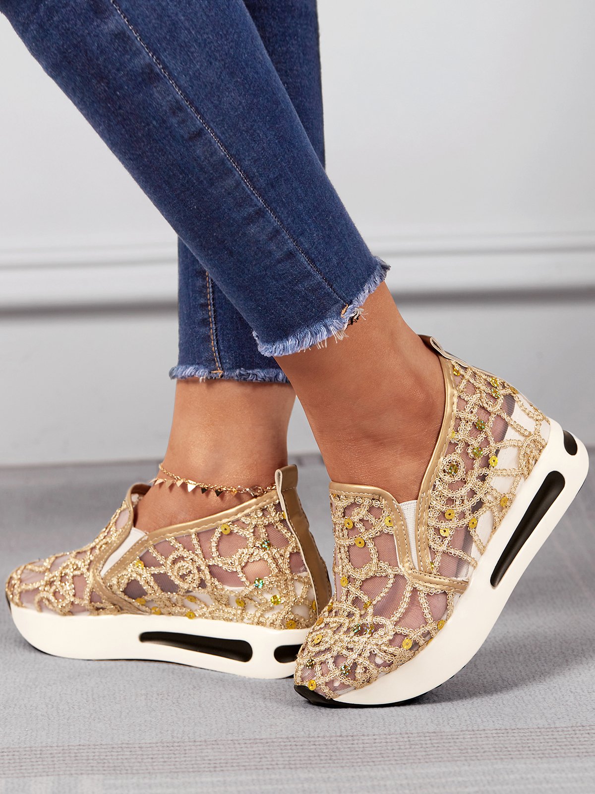 Chaussures Décontractées Femmes Décontracté Plain Toutes Les Saisons Respirable à Enfiler Talon Bas Bout Fermé PU à Enfiler