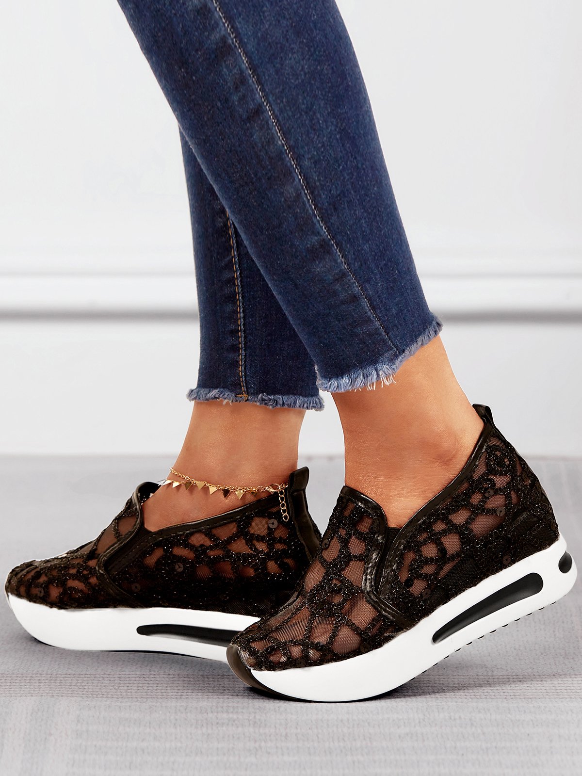 Chaussures Décontractées Femmes Décontracté Plain Toutes Les Saisons Respirable à Enfiler Talon Bas Bout Fermé PU à Enfiler