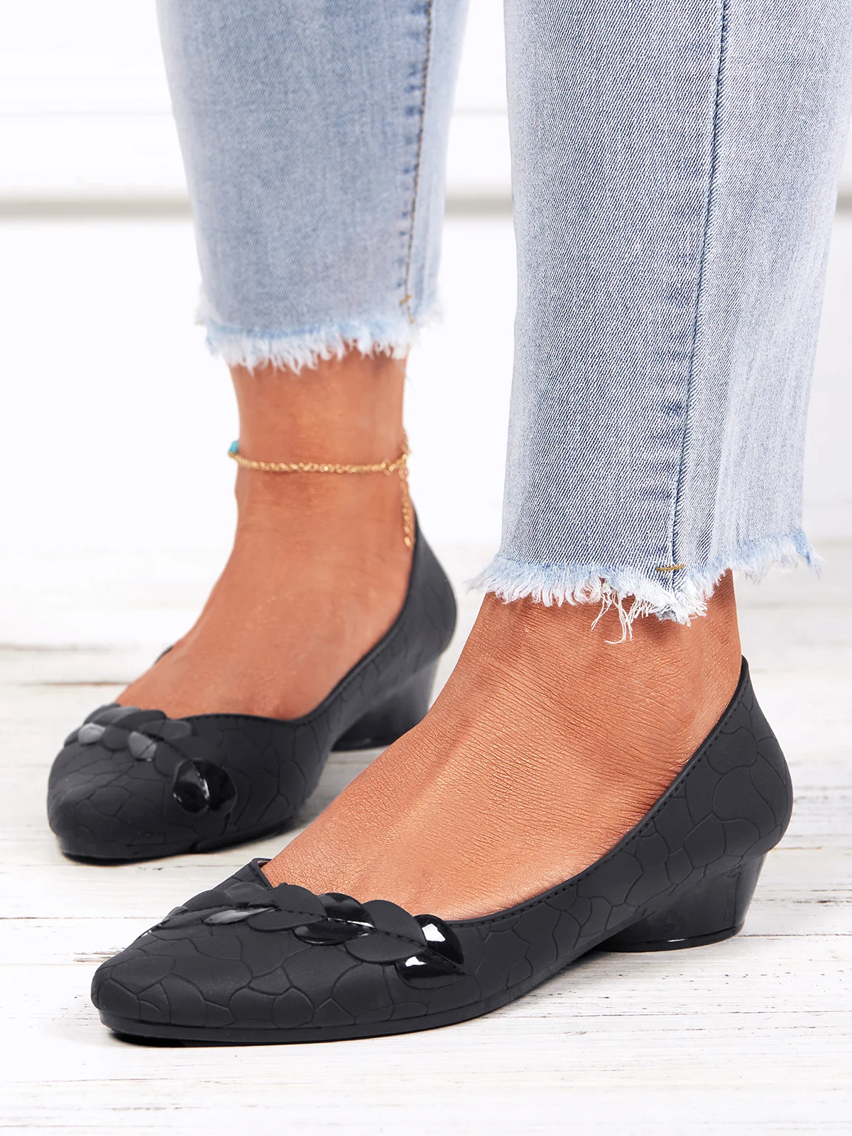 Chaussures à Tige Basse Femmes Plain Toutes Les Saisons Urbain PVC Talon Bas Bout Fermé Meilleure vente TPR Chaussures à Tige Basse