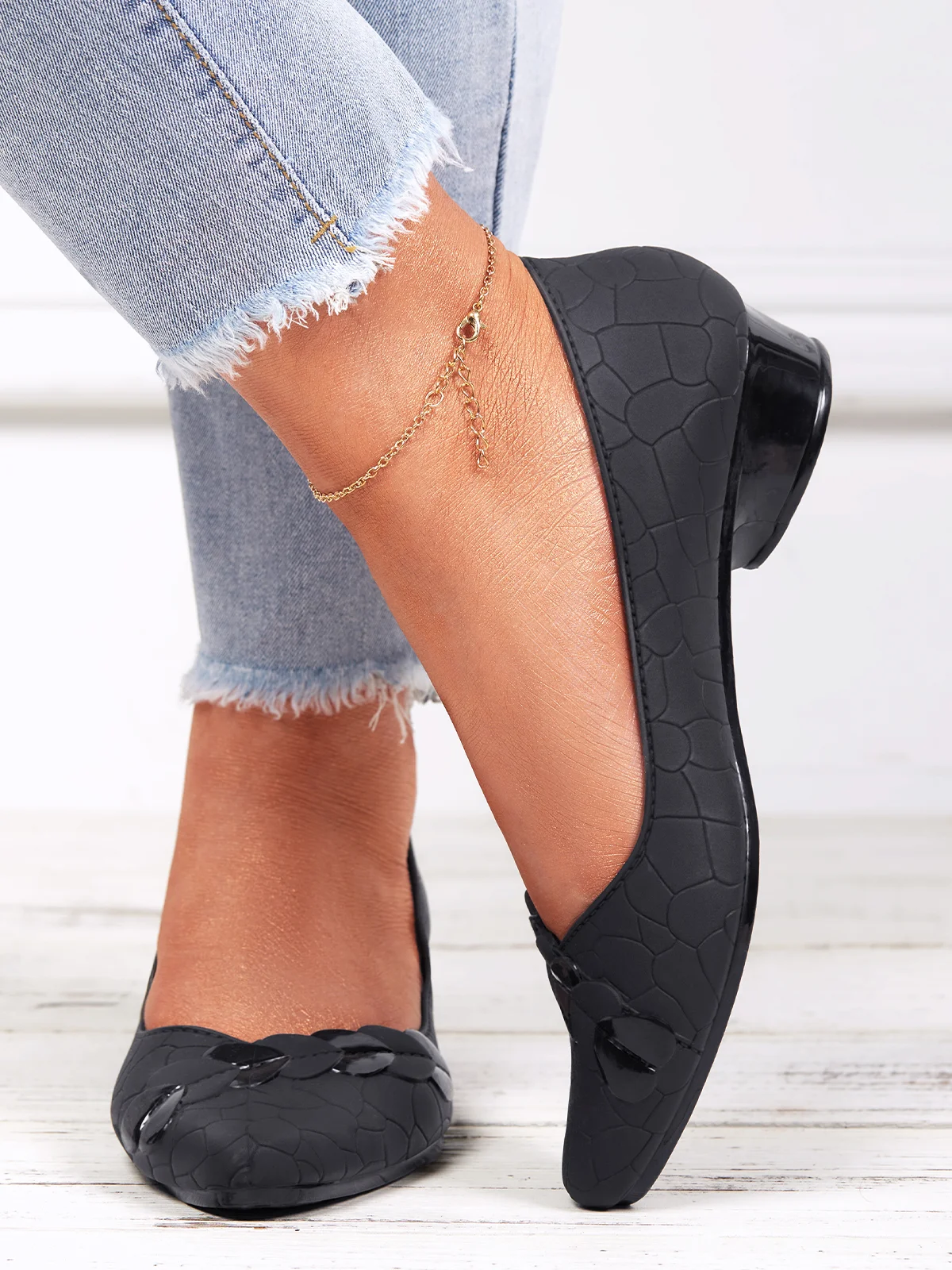 Chaussures à Tige Basse Femmes Plain Toutes Les Saisons Urbain PVC Talon Bas Bout Fermé Meilleure vente TPR Chaussures à Tige Basse