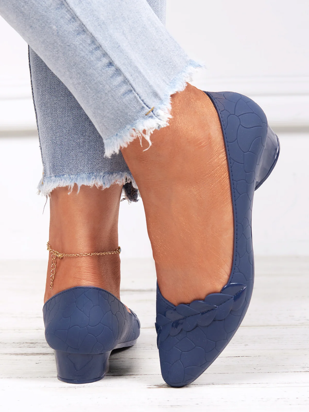Chaussures à Tige Basse Femmes Plain Toutes Les Saisons Urbain PVC Talon Bas Bout Fermé Meilleure vente TPR Chaussures à Tige Basse