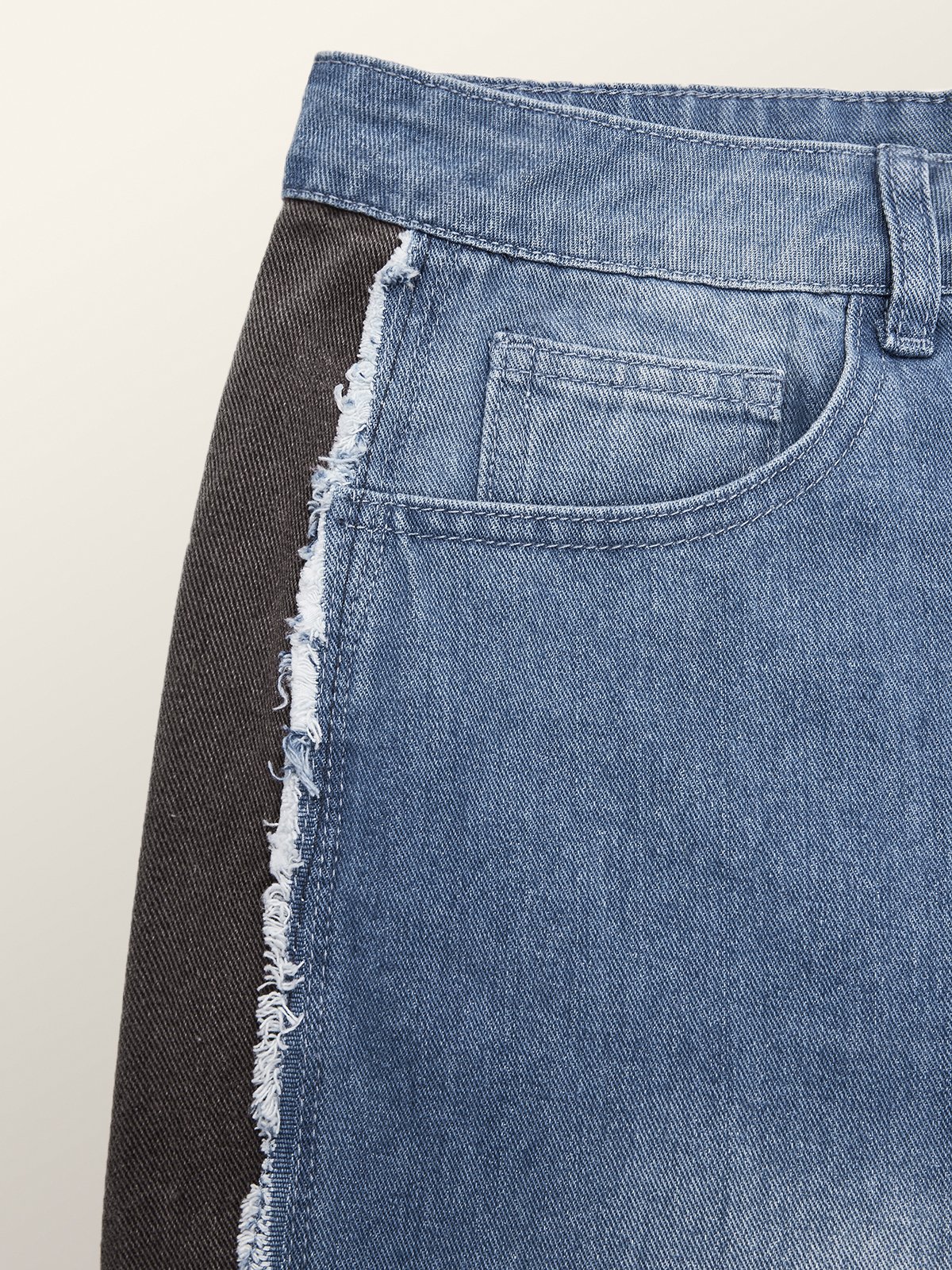 Jeans Bloc de Couleur Toutes Les Saisons Urbain Quotidien Taille Moyenne Pantalon droit Toile de Jean Long Droit pour Femmes