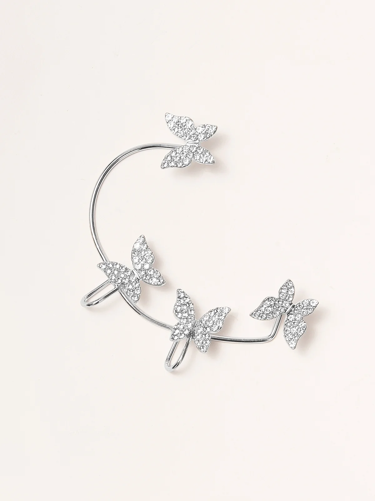 Alliage Avec Faux Diamant Papillon Manchette Boucles d'Oreilles