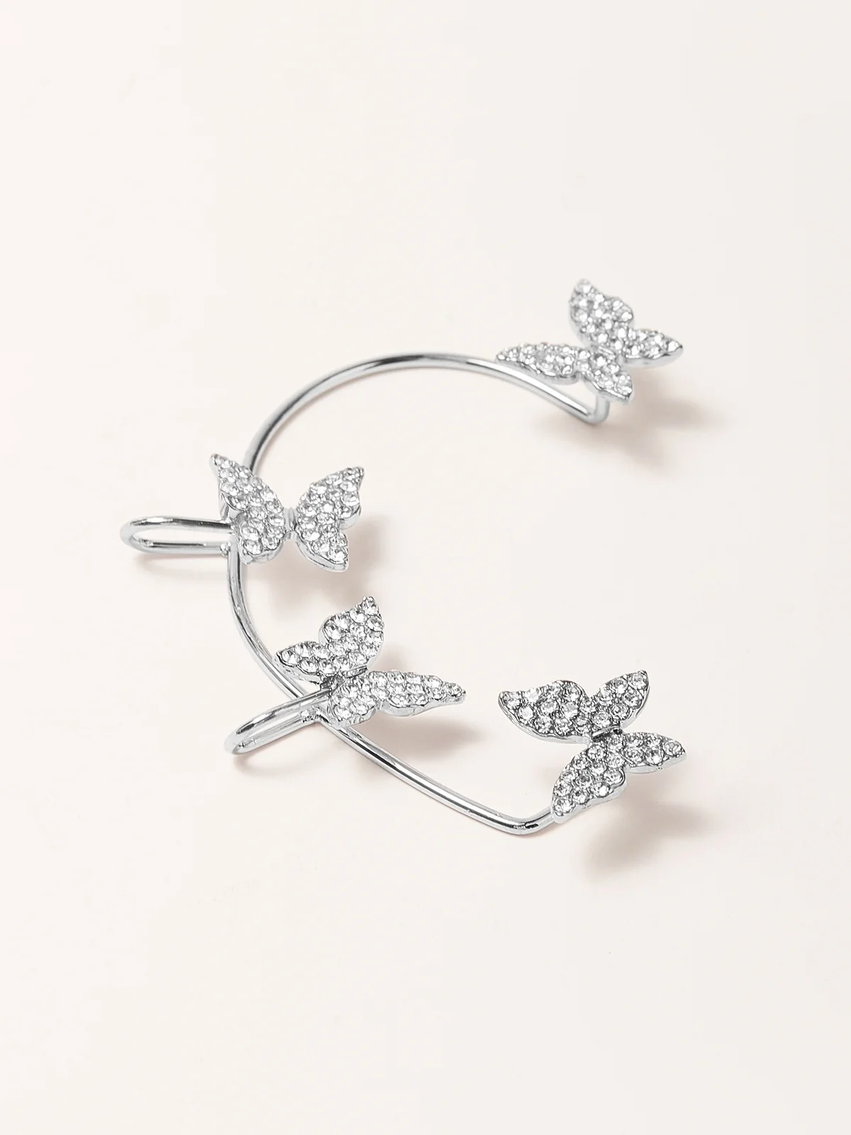 Alliage Avec Faux Diamant Papillon Manchette Boucles d'Oreilles