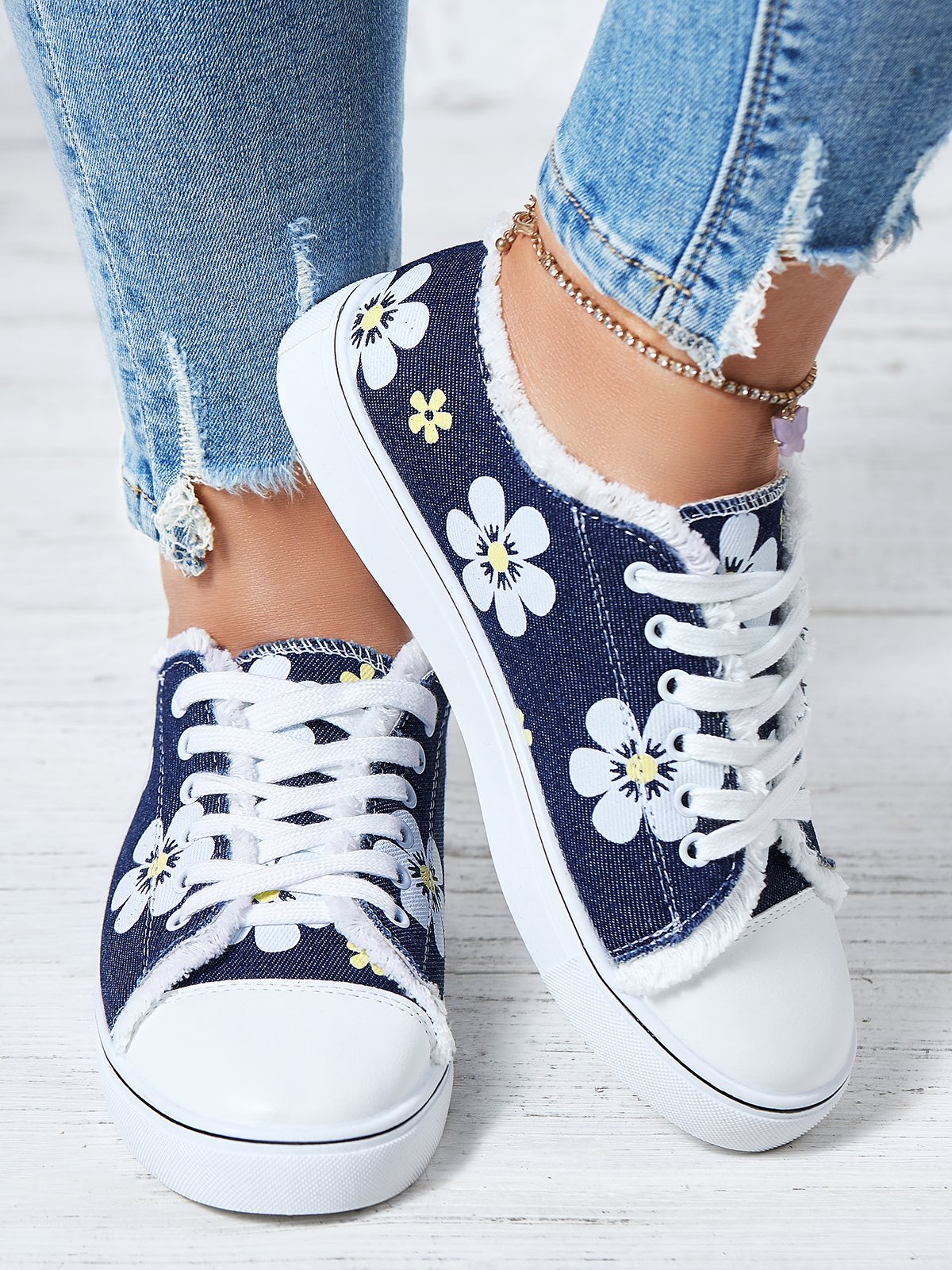 Mocassins Décontractés en Toile à Talon Plat