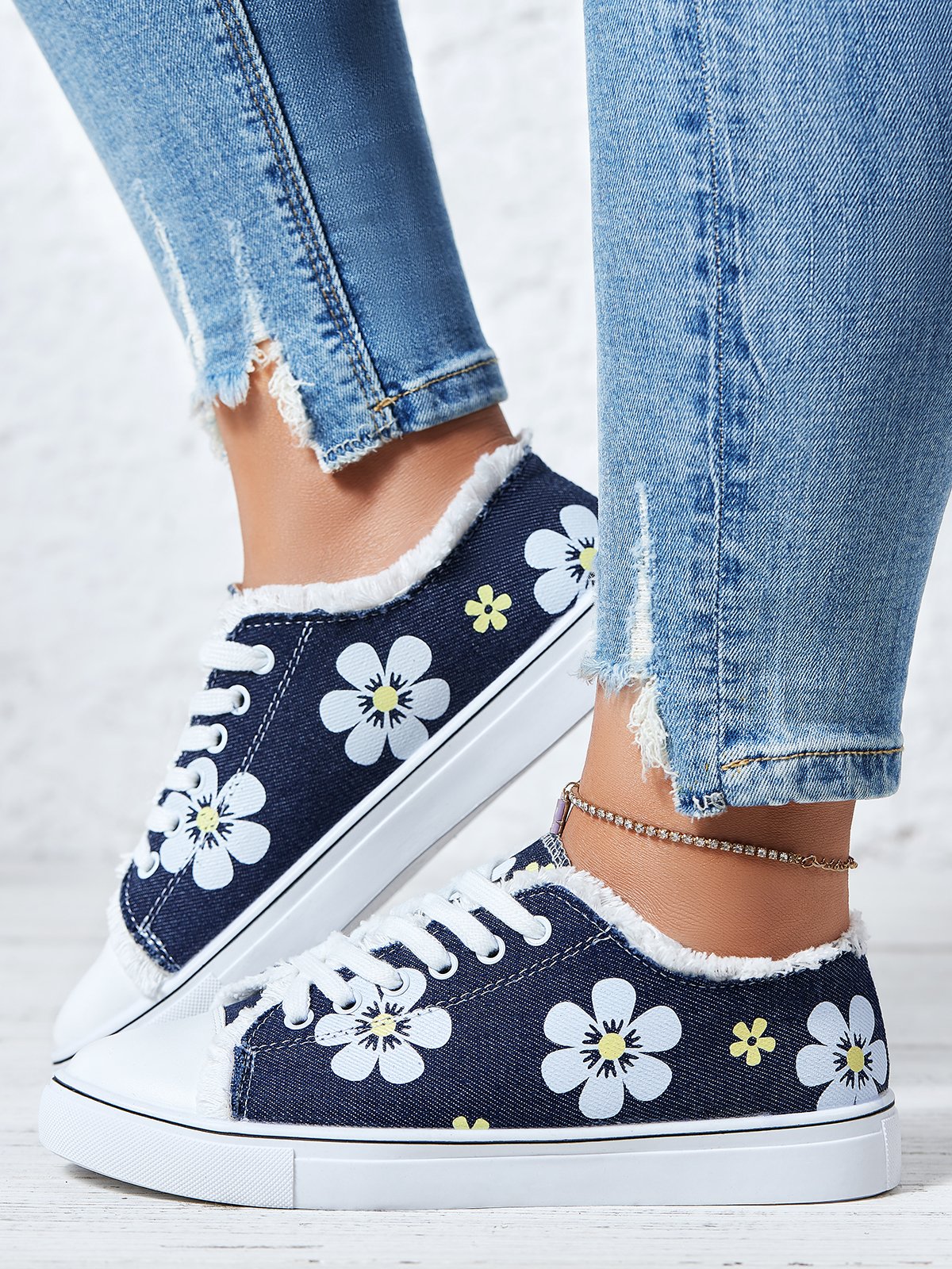 Mocassins Décontractés en Toile à Talon Plat