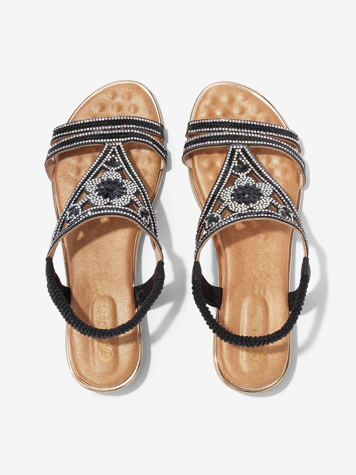Sandales à lanières Floral Été Fête Antidérapant Vacances Avec Faux Diamant Musique Festival à Enfiler Chaussures Officielles pour Femmes