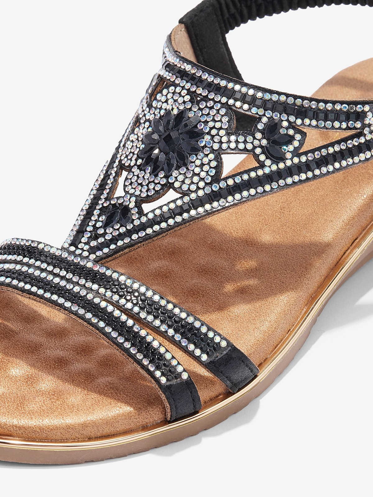 Sandales à lanières Floral Été Fête Antidérapant Vacances Avec Faux Diamant Musique Festival à Enfiler Chaussures Officielles pour Femmes