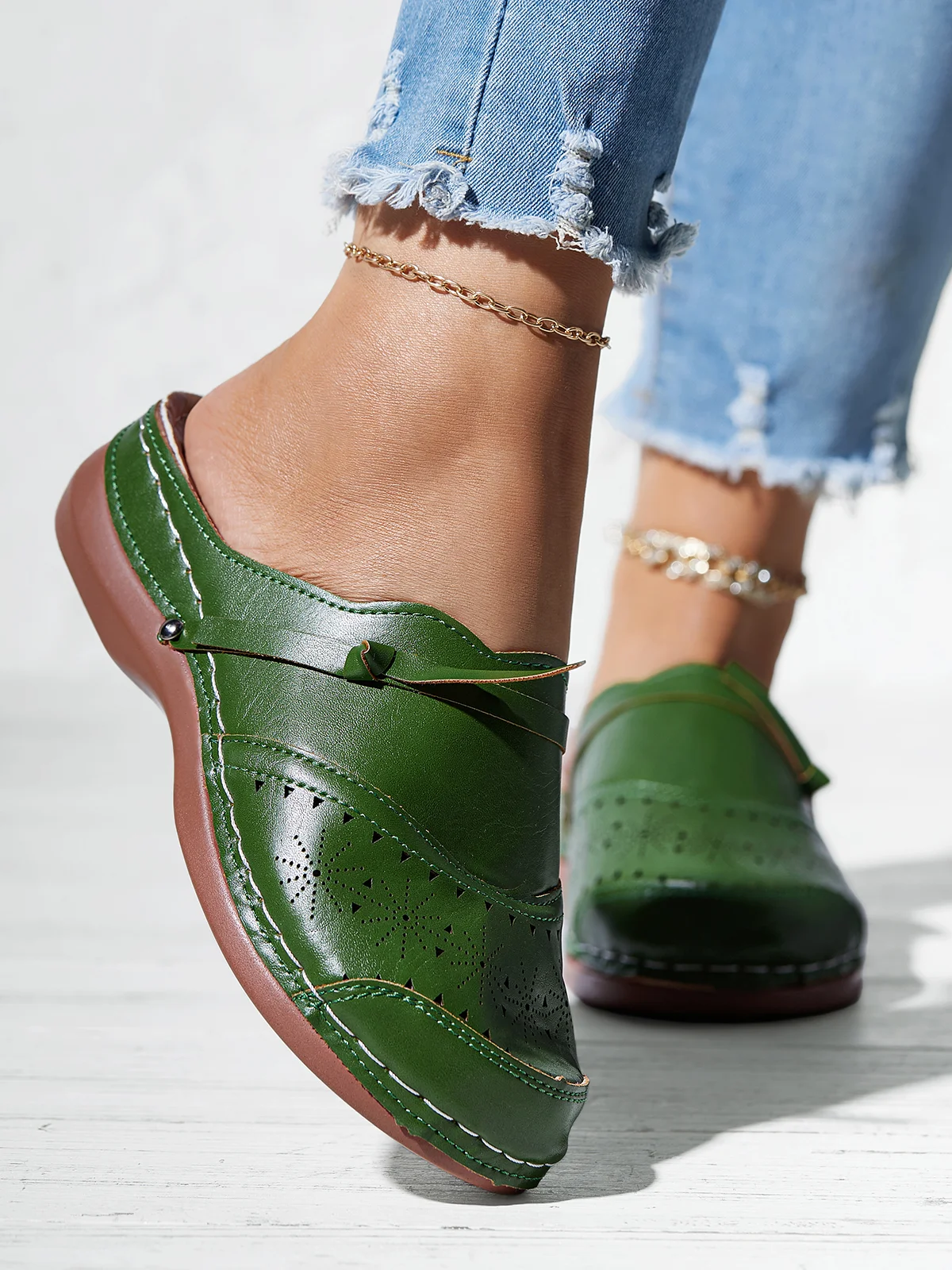 Ballerines Vintage Plaine Été Respirant Talon Bas PU PU Birkenstock Polyuréthane pour Femme