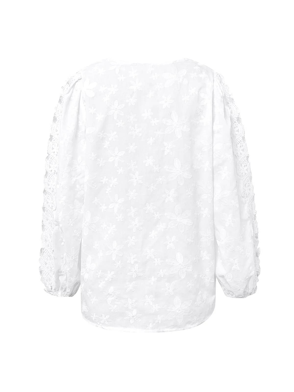 Chemises Femmes Plain Printemps / Automne en Lin Col V Ample Manches 3/4 Droit Régulier T.-N.-L.
