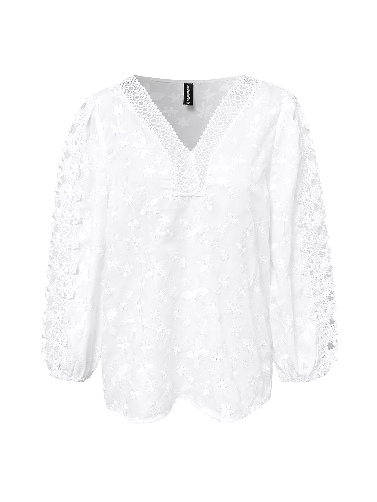 Chemises Femmes Plain Printemps / Automne en Lin Col V Ample Manches 3/4 Droit Régulier T.-N.-L.