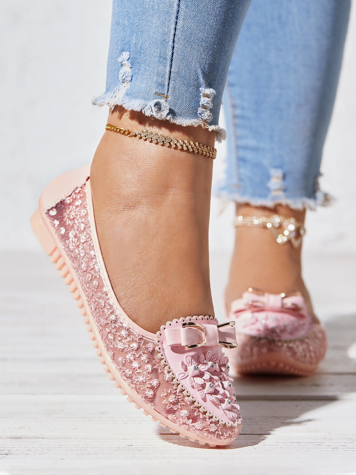 Chaussures à Tige Basse Floral Toutes Les Saisons Élégant Quotidien Bout Fermé Dentelle PU Antidérapant Profit pour Femmes