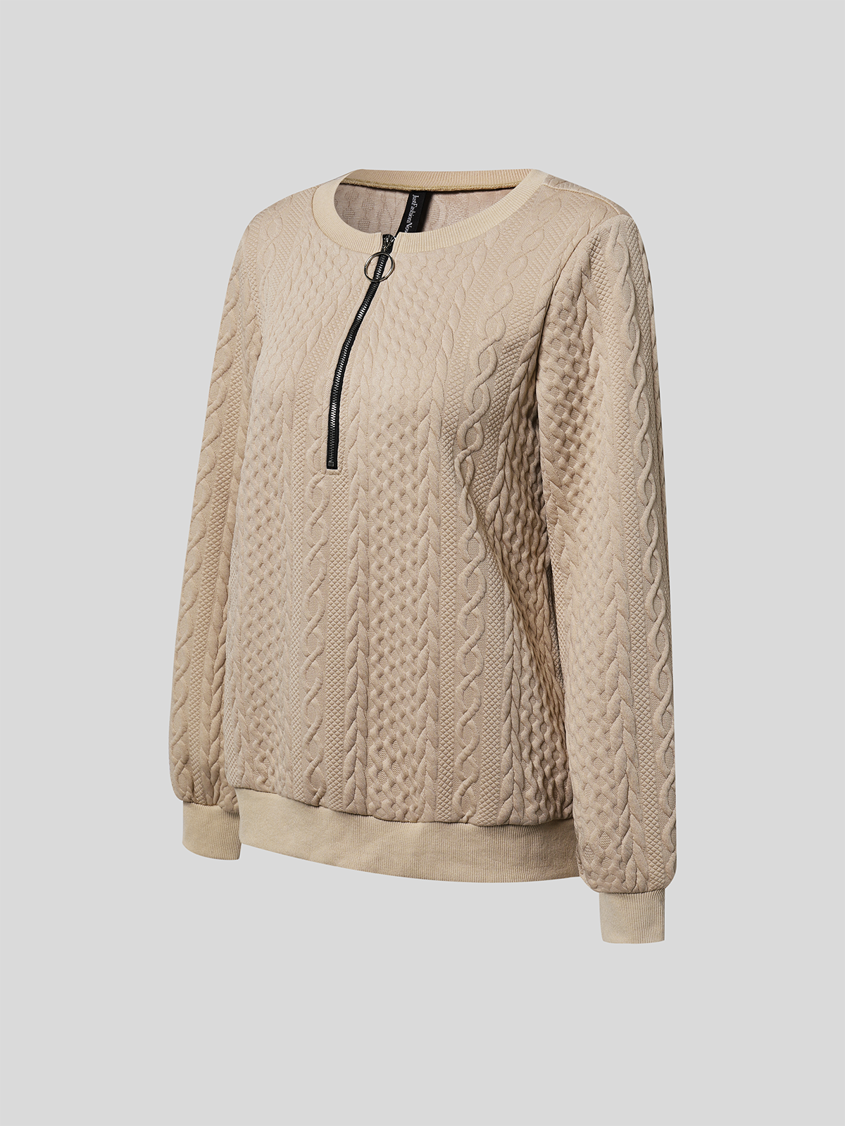 Sweat-shirts Femmes Décontracté Plain Printemps / Automne Tricoté Zip Micro-élasticité Quotidien Manches Longues Régulier
