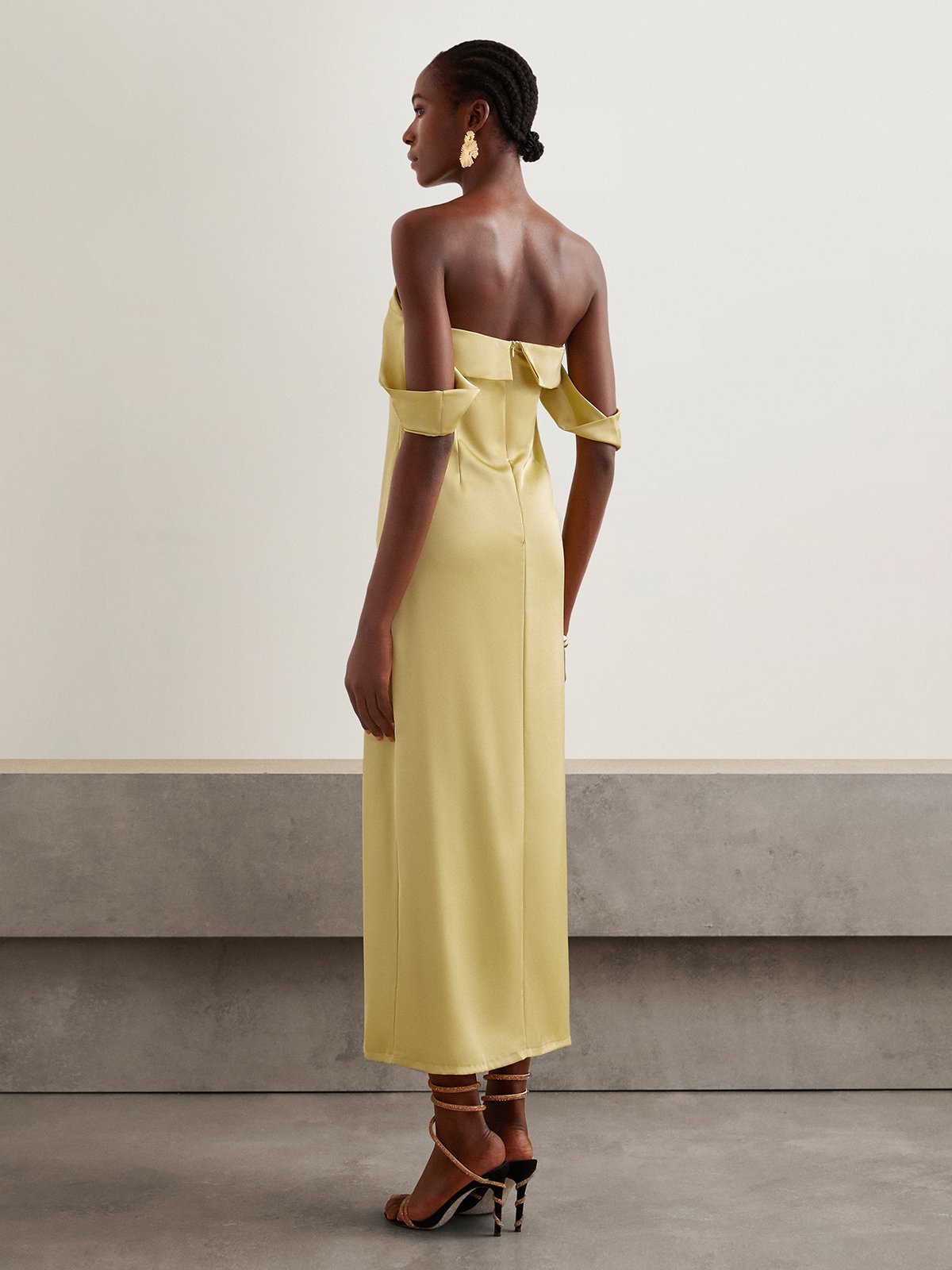 Femmes Plain Jaune Sans Bretelles Confortable Robe Maxi Vacances