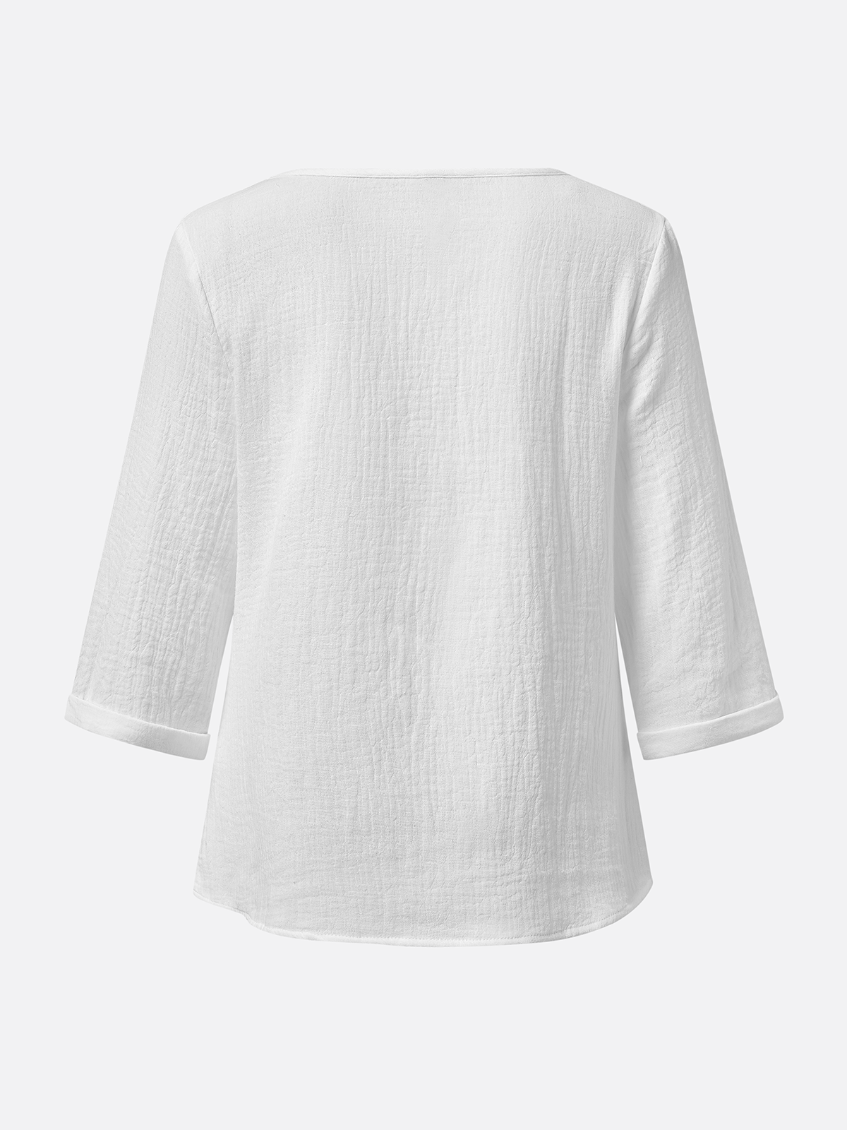 Chemises Femmes Plain Printemps / Automne Simple Coton Aucune élasticité Faire la navette Ample Manches trois quarts Entaillé