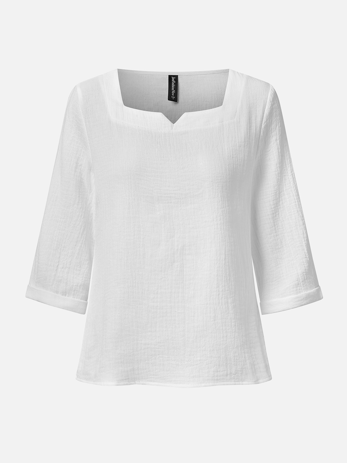 Chemises Femmes Plain Printemps / Automne Simple Coton Aucune élasticité Faire la navette Ample Manches trois quarts Entaillé