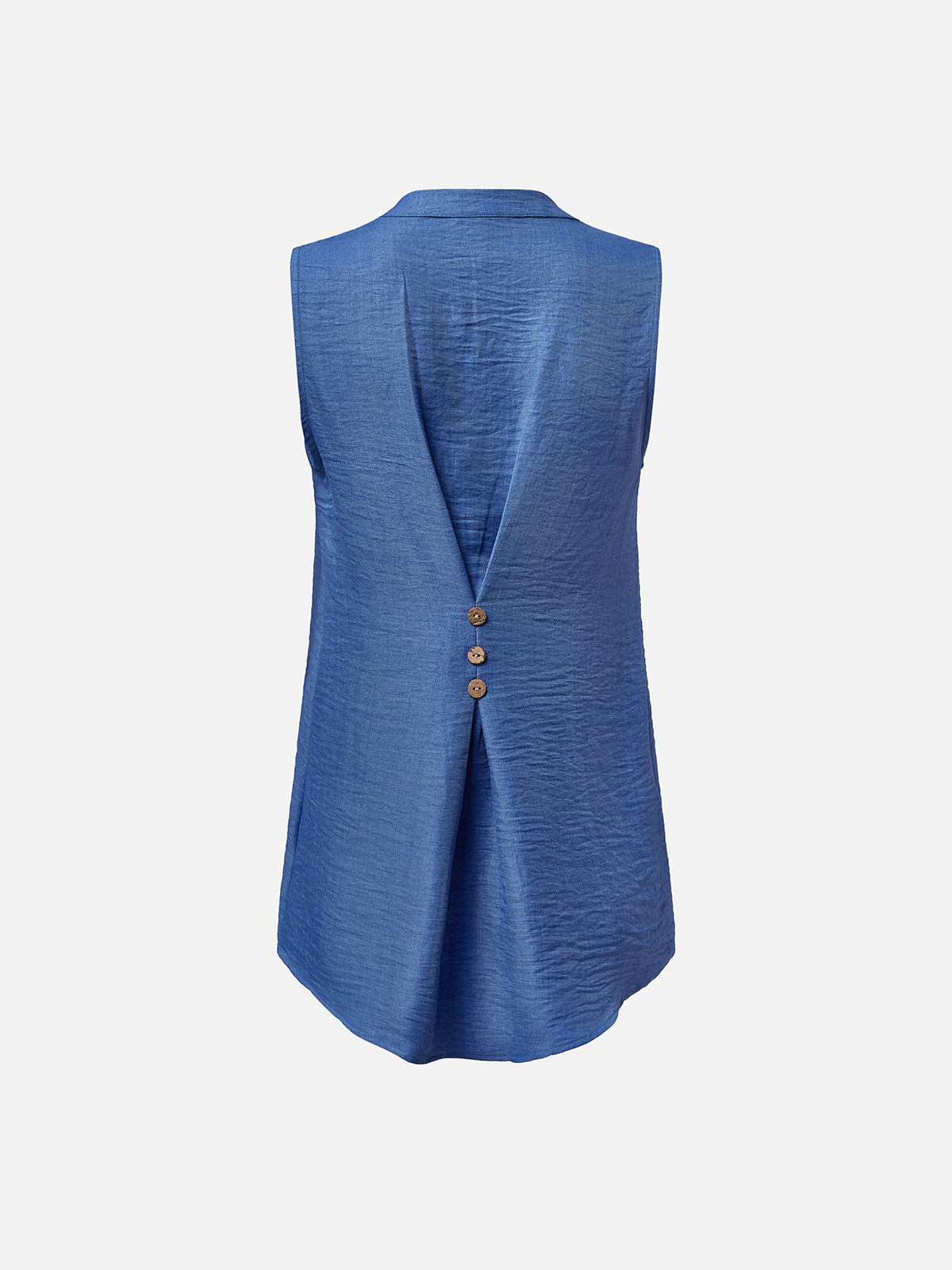 Chemises Plain Été Simple Boutonné Aucune élasticité Ample Sans Manches Régulier Trapèze pour Femmes