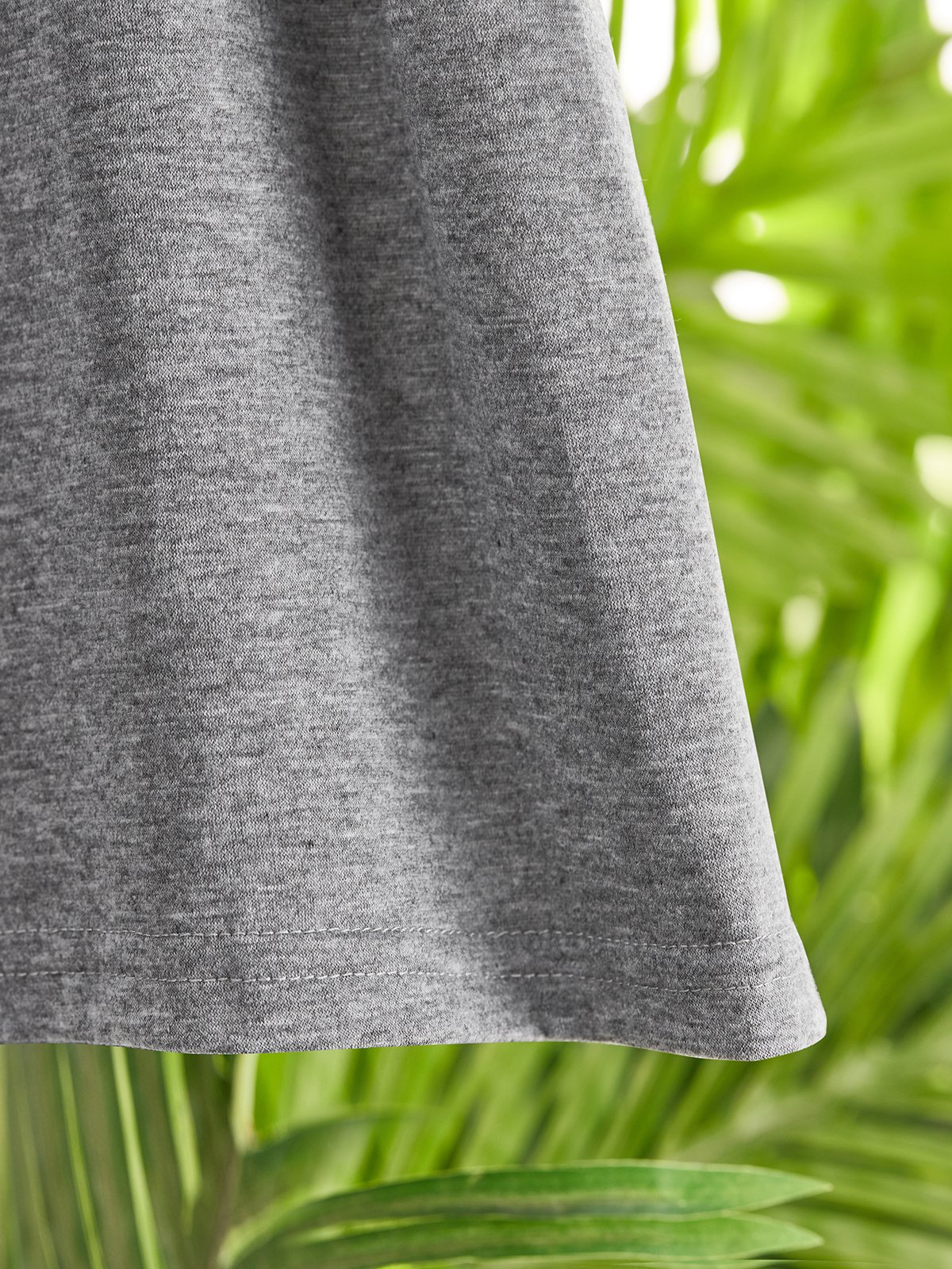 Top Gris Coton Décontracté Col Rond Unicolore manches longues ample et confortable