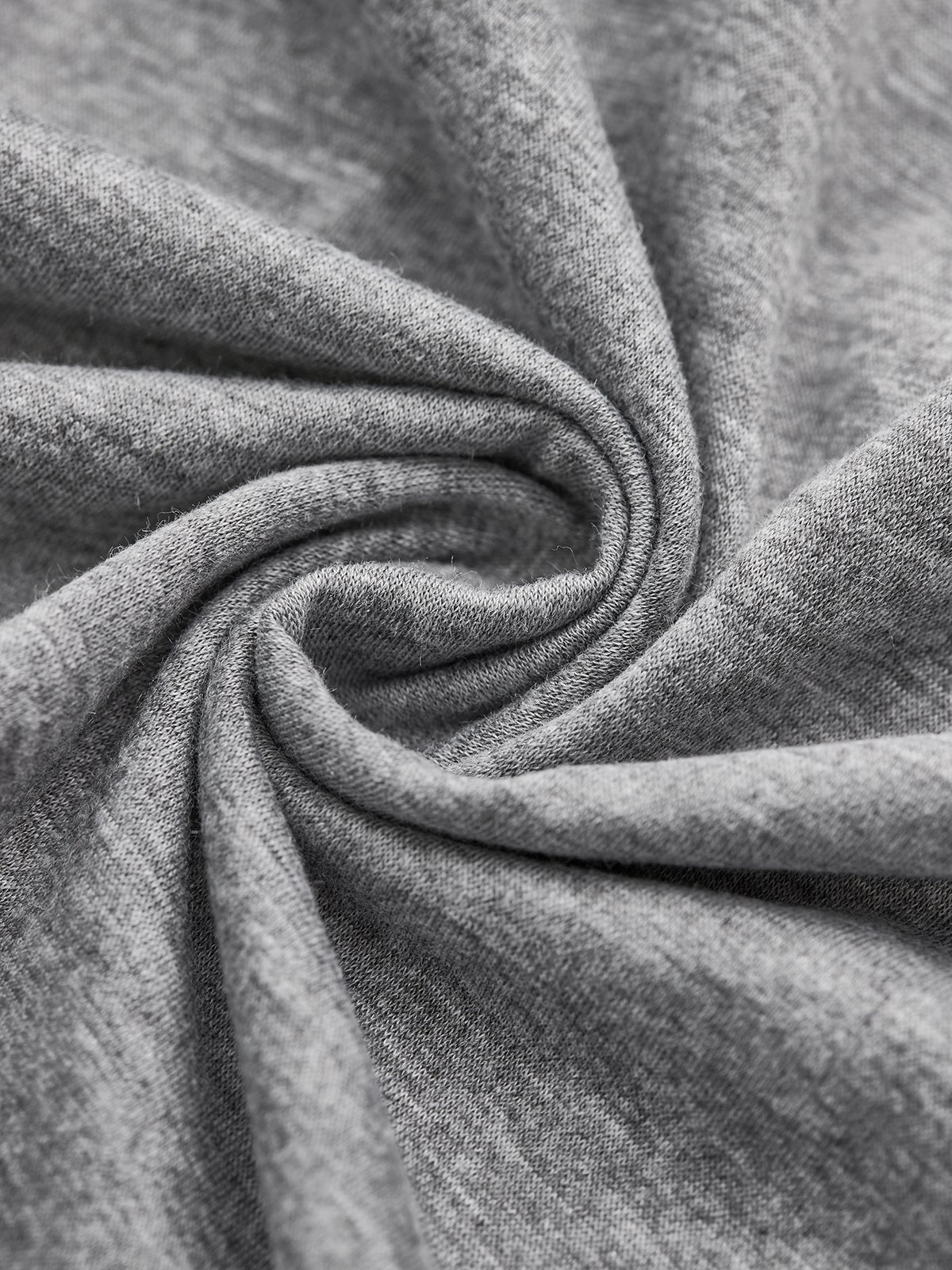 Top Gris Coton Décontracté Col Rond Unicolore manches longues ample et confortable