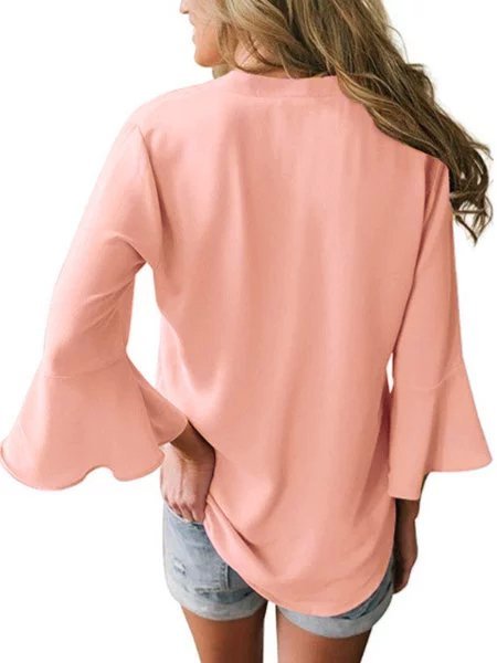 Décontracté Col V Unicolore Blouse