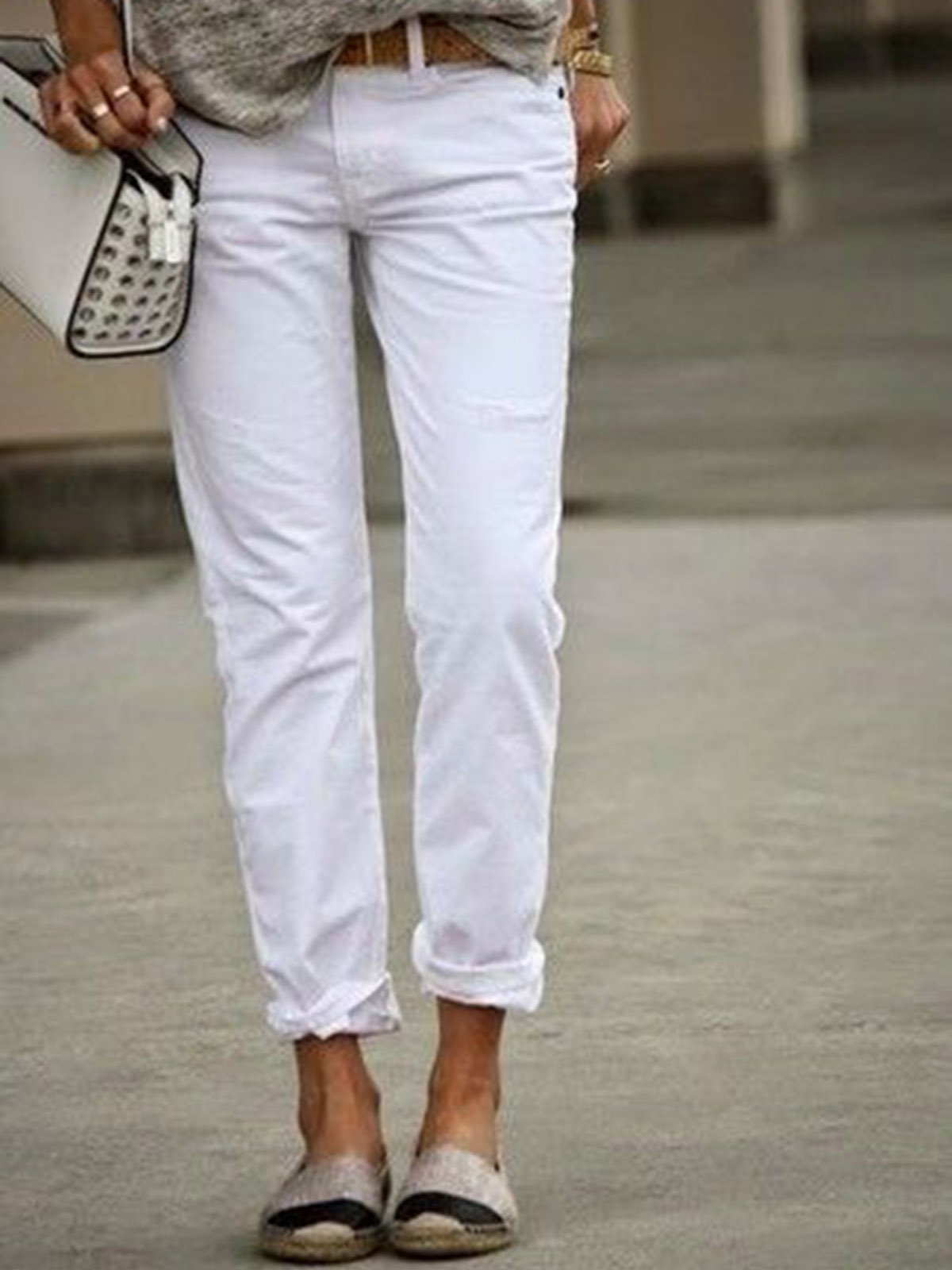 Pantalons Blanc Pur Décontractés