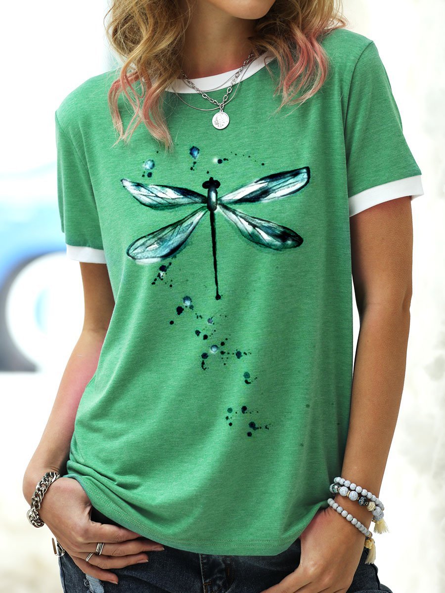 T-shirt Femme Décontracté Imprimé Toutes Saisons Coton Quotidien Manches Courtes Fit Ras du Cou Régulier