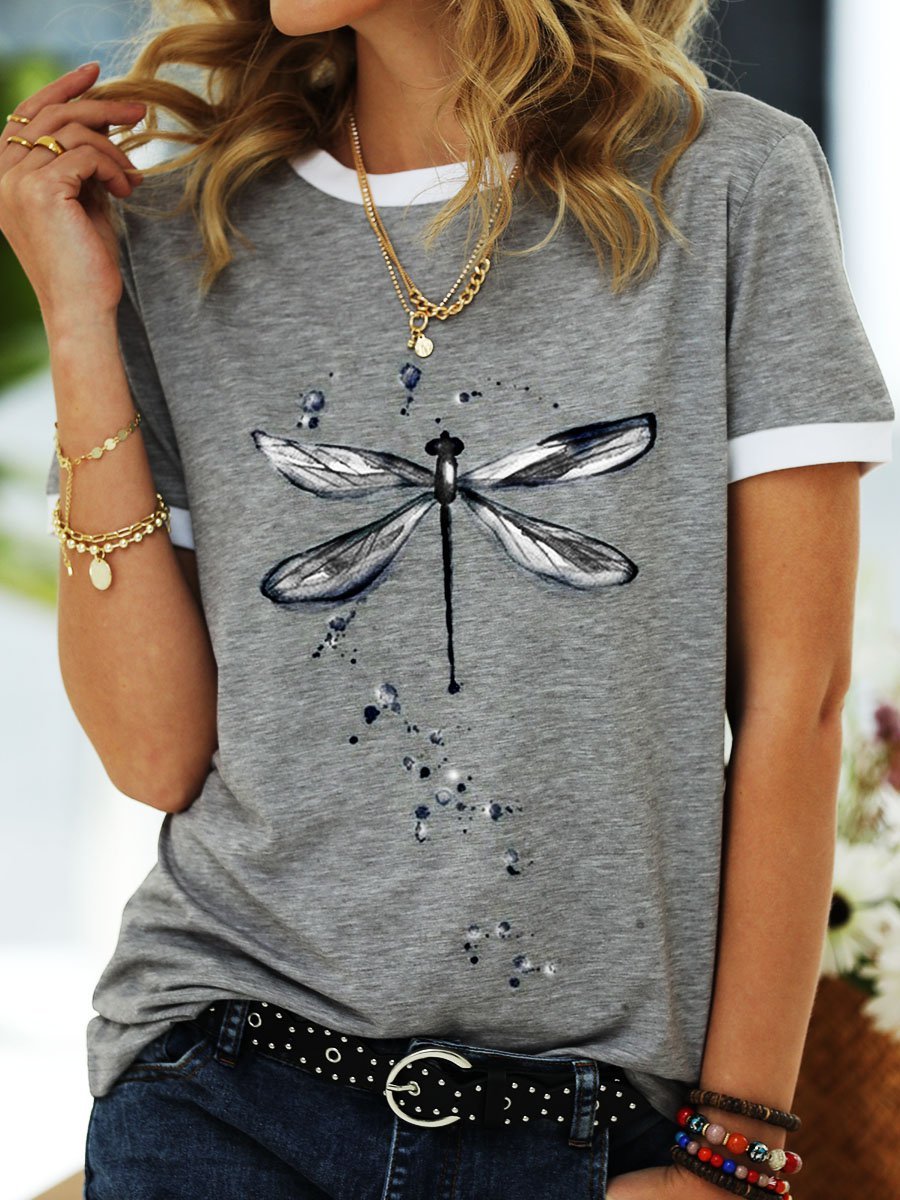 T-shirt Femme Décontracté Imprimé Toutes Saisons Coton Quotidien Manches Courtes Fit Ras du Cou Régulier