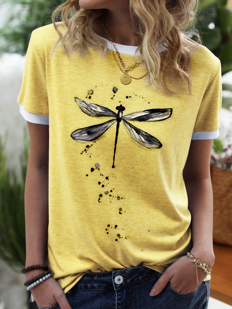 T-shirt Femme Décontracté Imprimé Toutes Saisons Coton Quotidien Manches Courtes Fit Ras du Cou Régulier