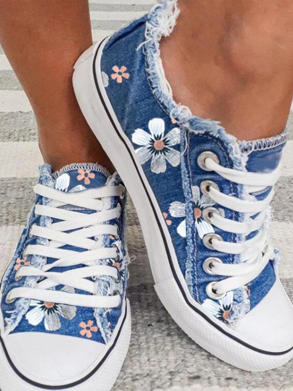 Mocassins Décontractés en Toile à Talon Plat