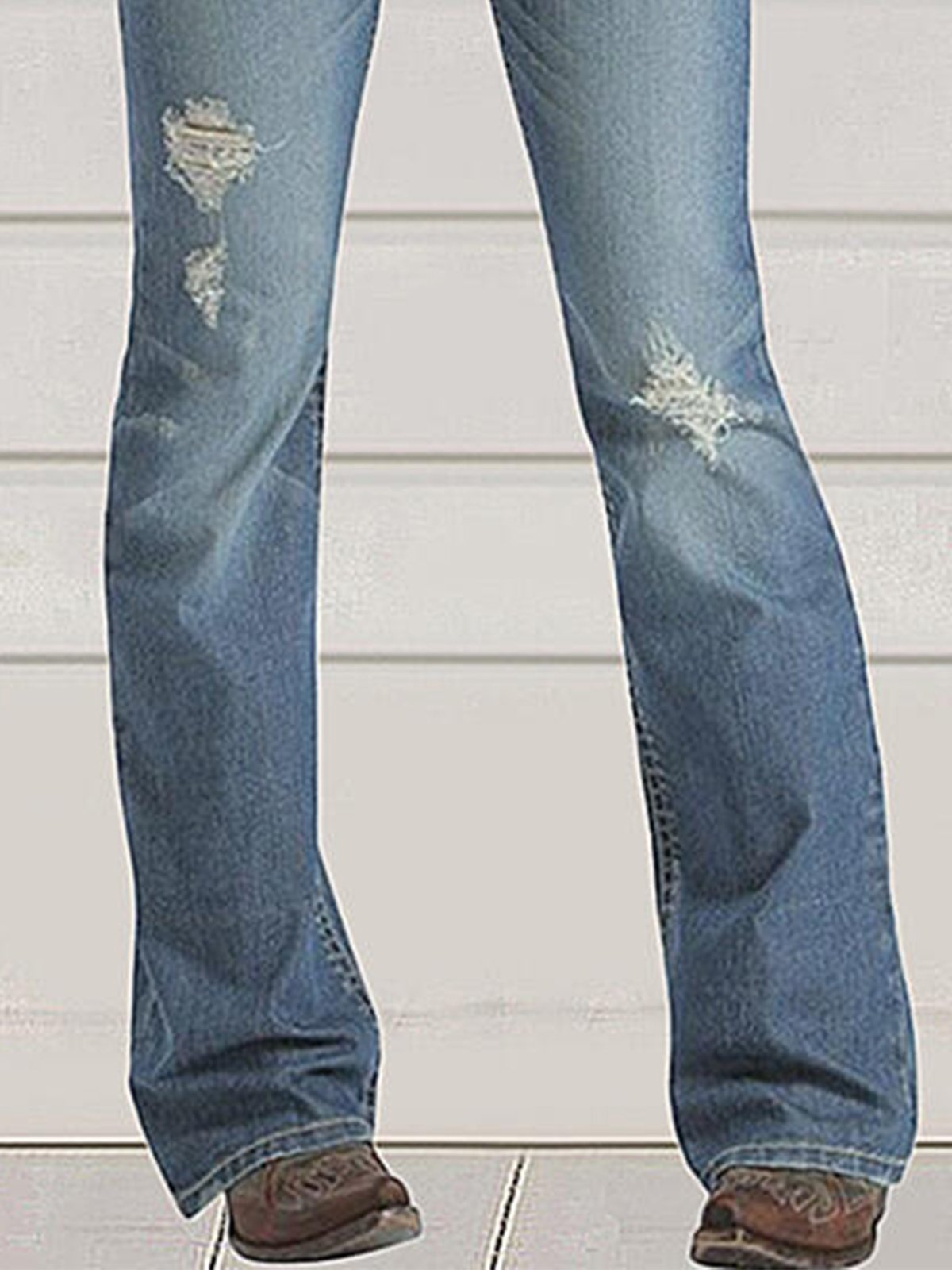 Jeans Casual Plain All Season Mid-weight Micro-élasticité Date Fit Denim Long pour femme