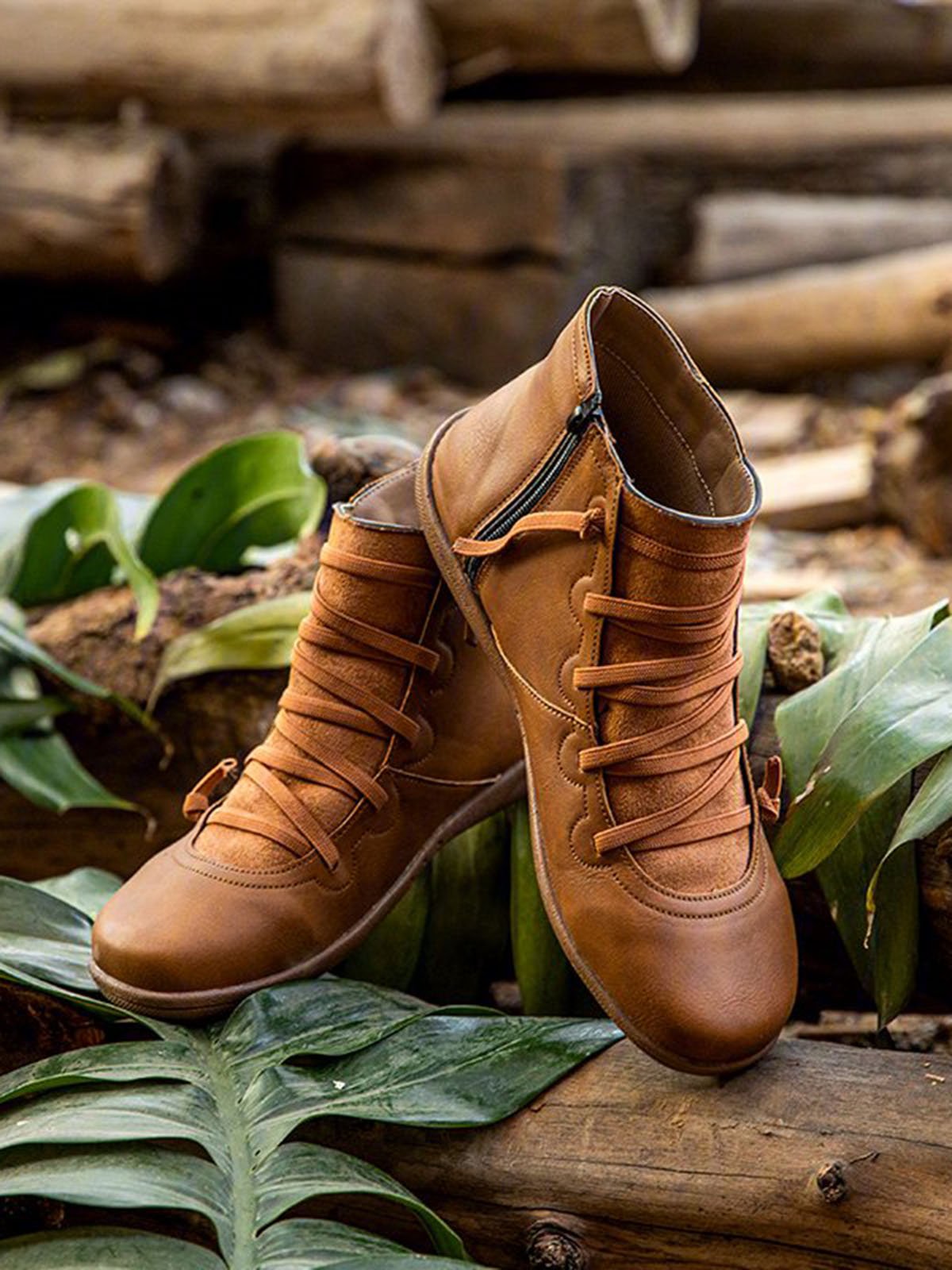 Bottines En Cuir Pour Femme - Talon Carré 3 Cm - Style Confort Et Décontracté - Pour L'hiver