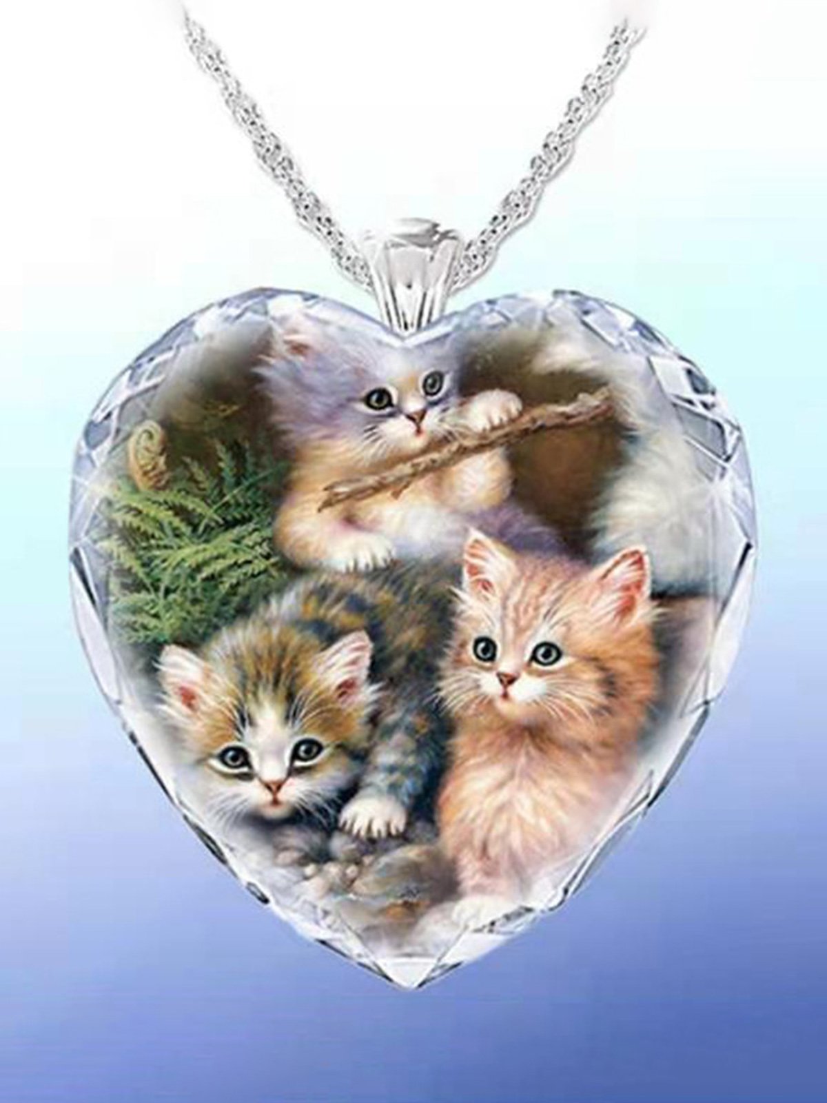 En Forme de Cœur Cristal Chat Collier