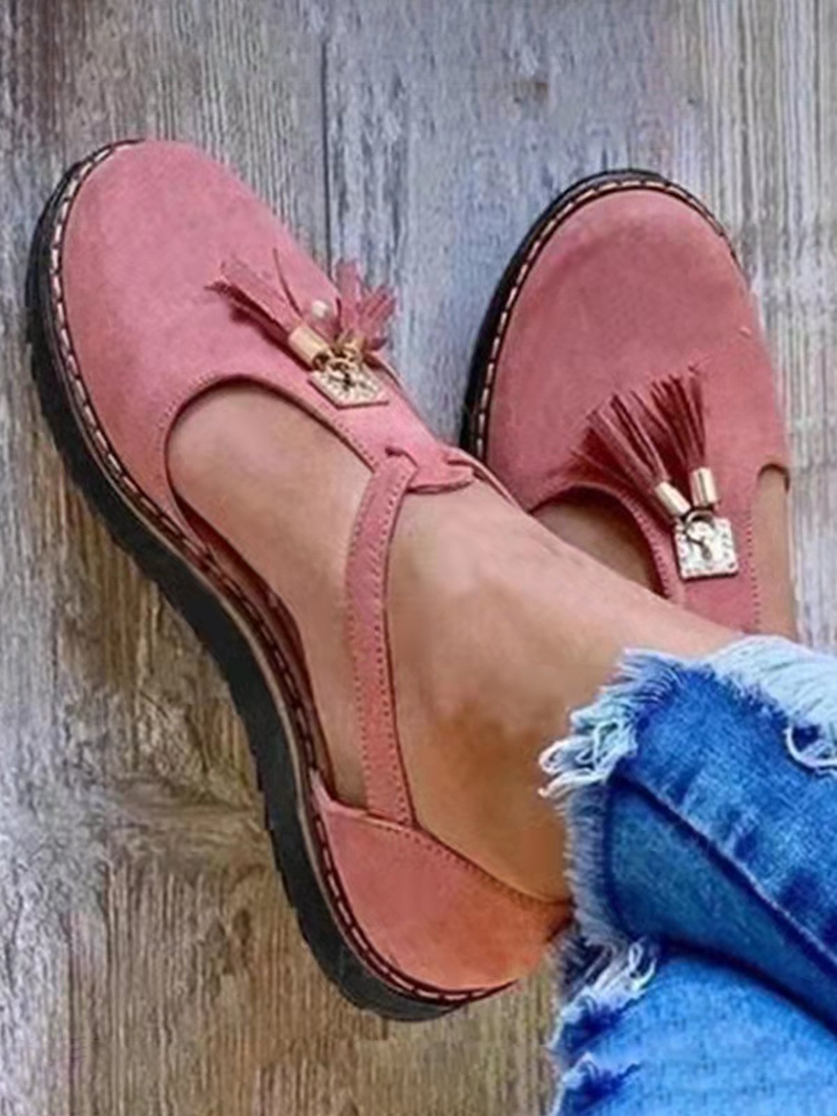 Femmes Or Boucle Frange Mary Jane Chaussure