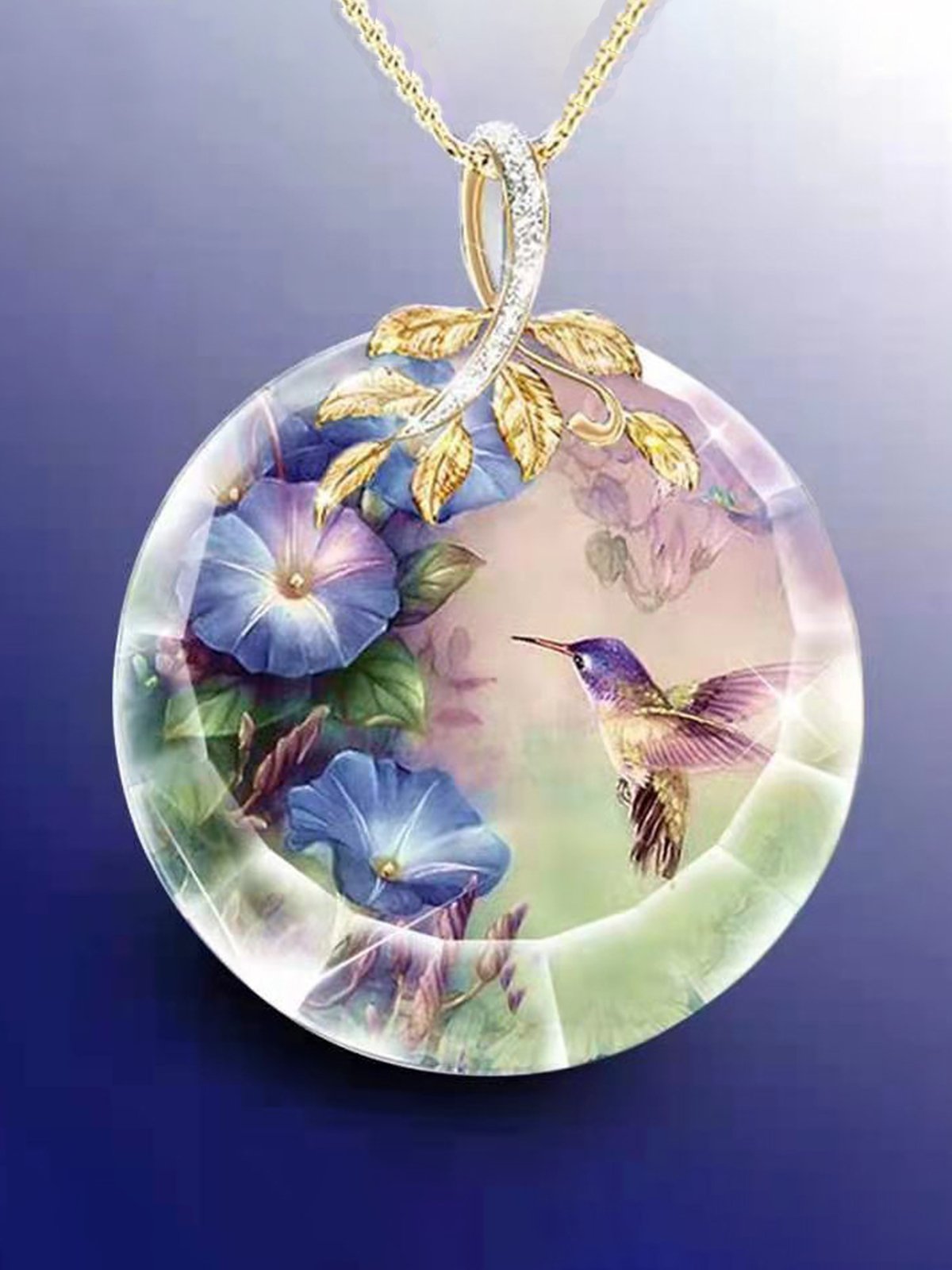 Créatif Cristal Fleur Oiseau Collier