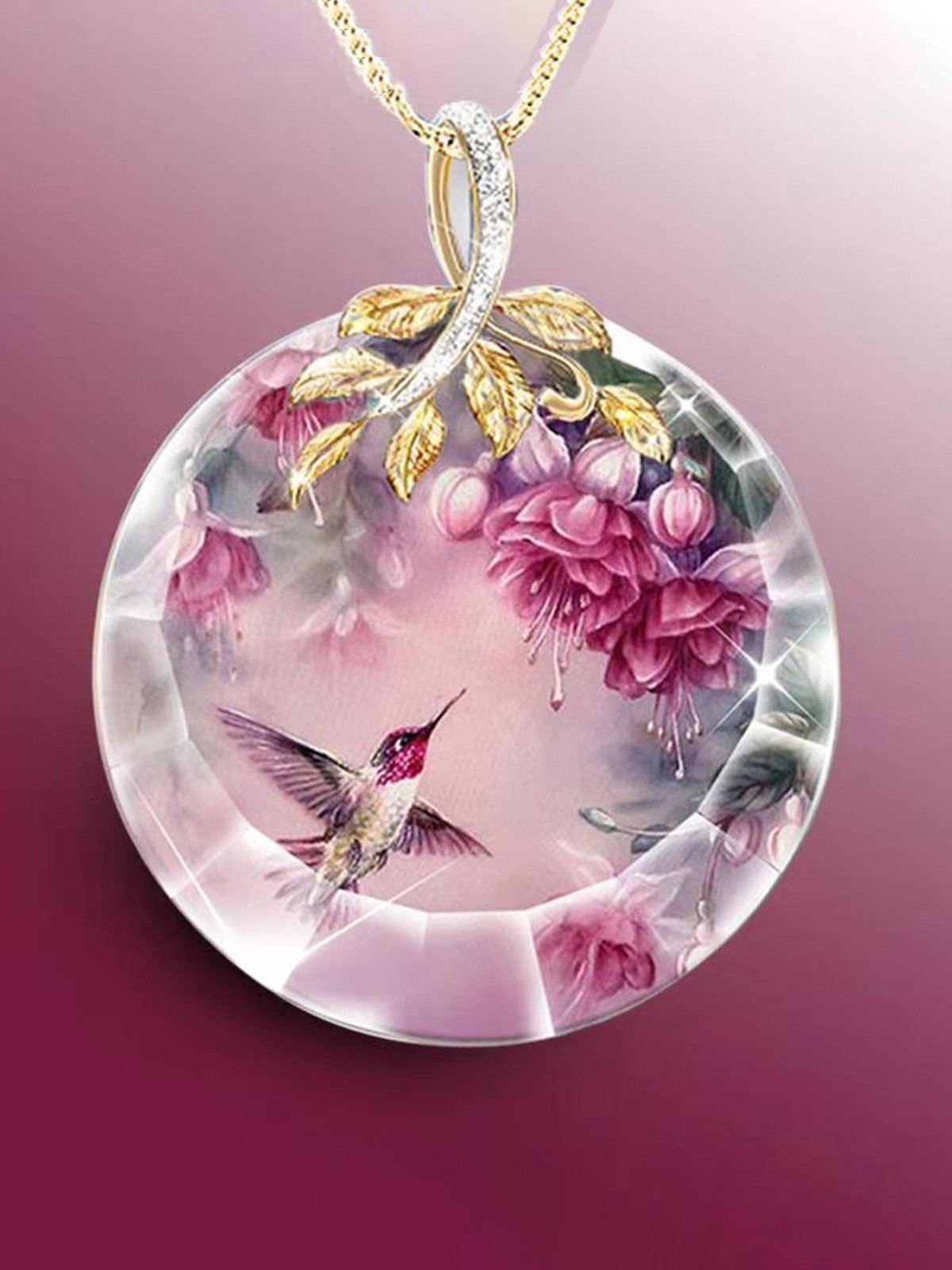 Créatif Cristal Fleur Oiseau Collier