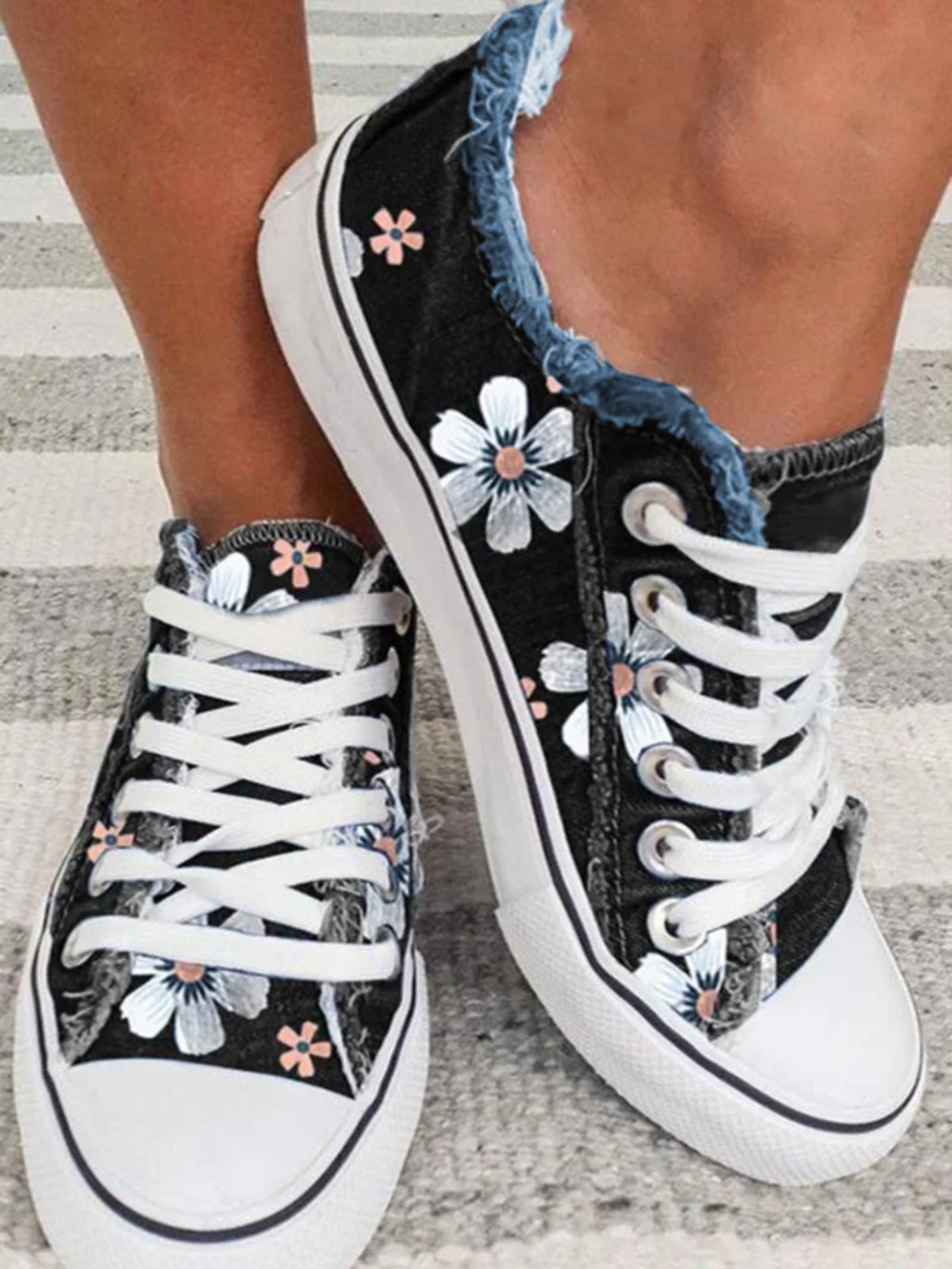 Mocassins Décontractés en Toile à Talon Plat