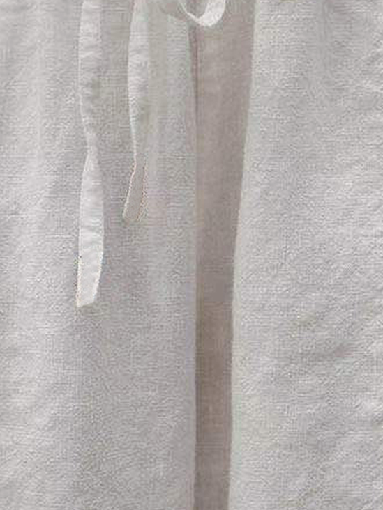 Pantalon Large Hyper Confort Mélange de Coton et Lin Ample Chanvre Blanc