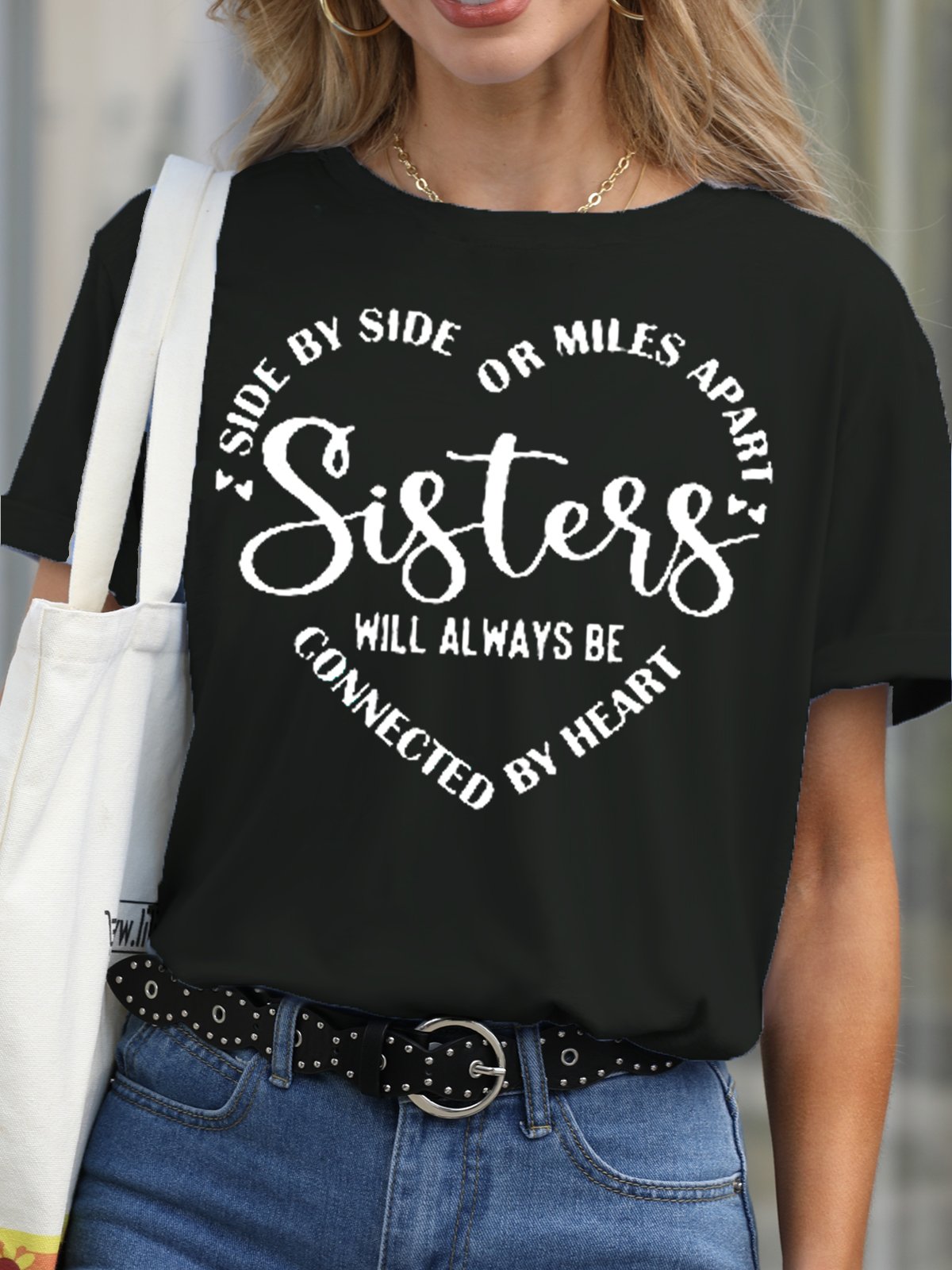 T-shirts Décontracté Imprimé de Lettre Été Col Rond Poids Moyen Quotidien Manches Courtes Régulier Droit pour Femmes