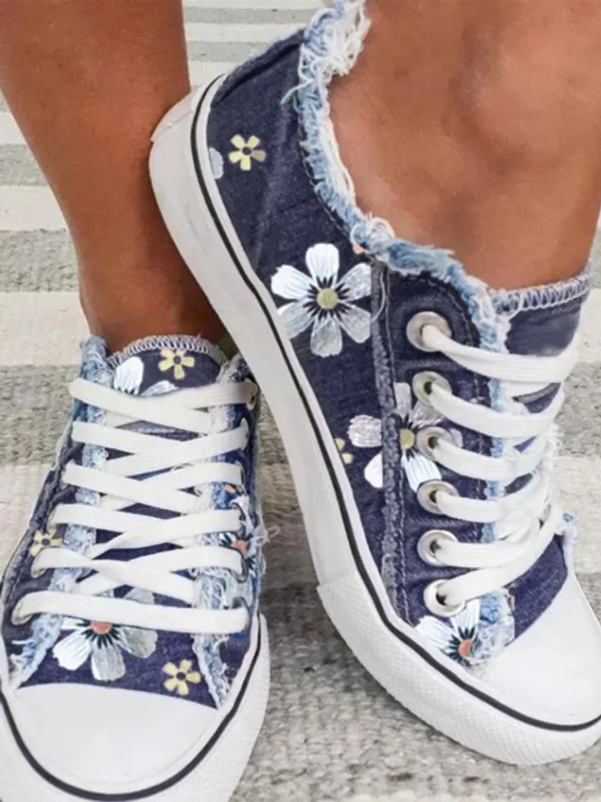 Mocassins Décontractés en Toile à Talon Plat
