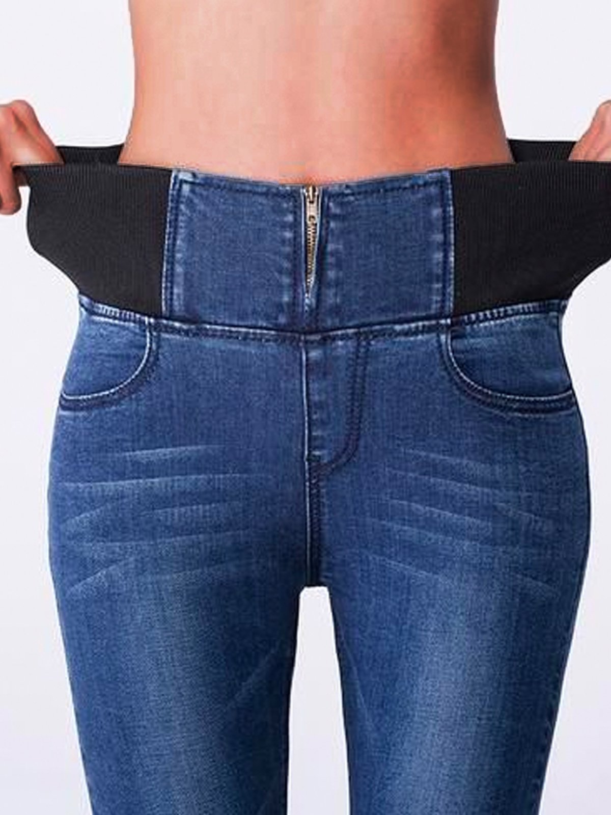 Jeans Femmes Décontracté Plain Automne Quotidien Standard Toile de Jean Legging Droit Régulier Taille
